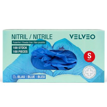 VELVEO Putzhandschuh 100 Stück Nitril Untersuchungshandschuhe in Spender-Box Größe wählbar: XS, S, M, L, XL, XXL Einweghandschuhe Einmalhandschuhe Größe S