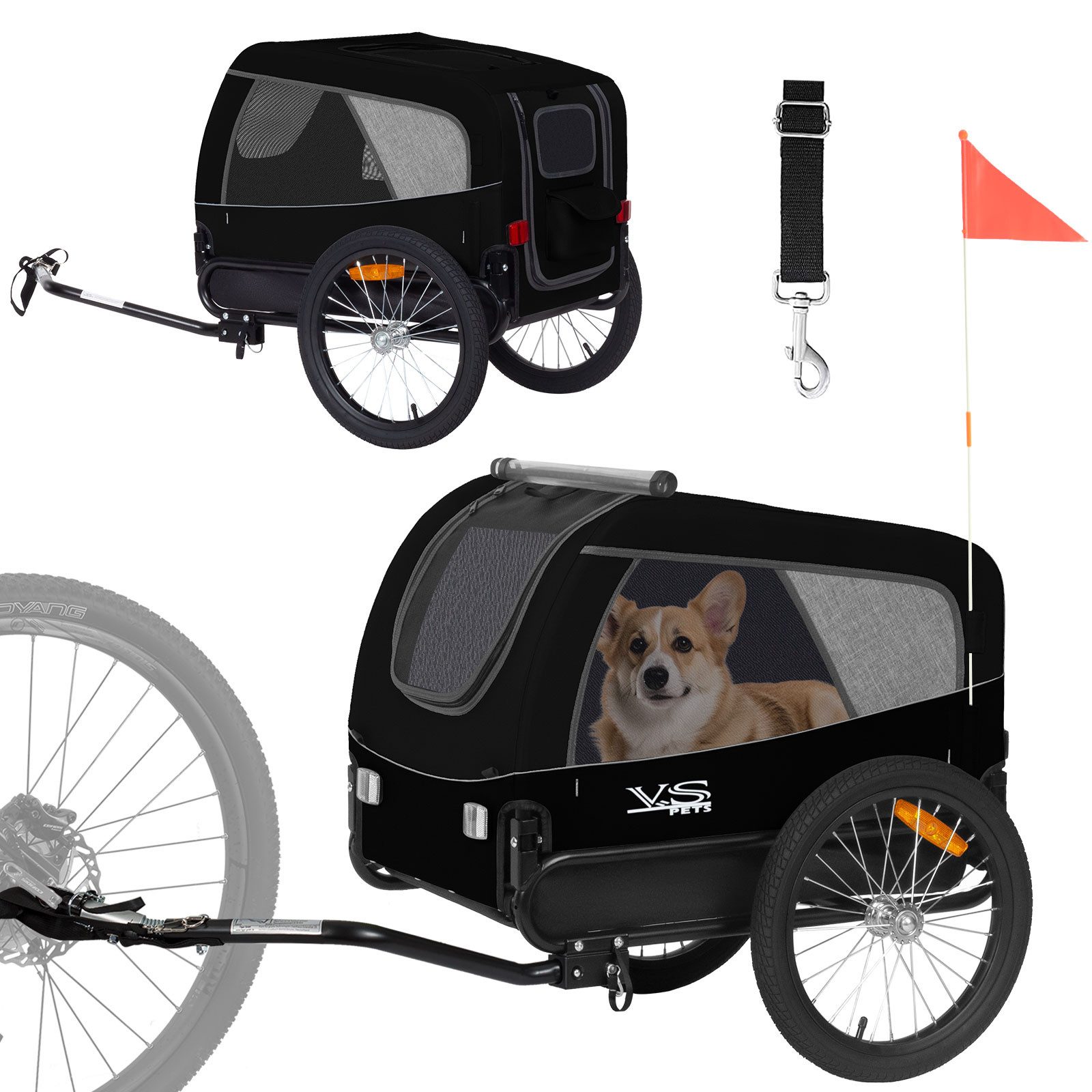 TIGGO Fahrradhundeanhänger Tiggo VS Medium Hundeanhänger Fahrradanhänger für Hunden bis 23kg