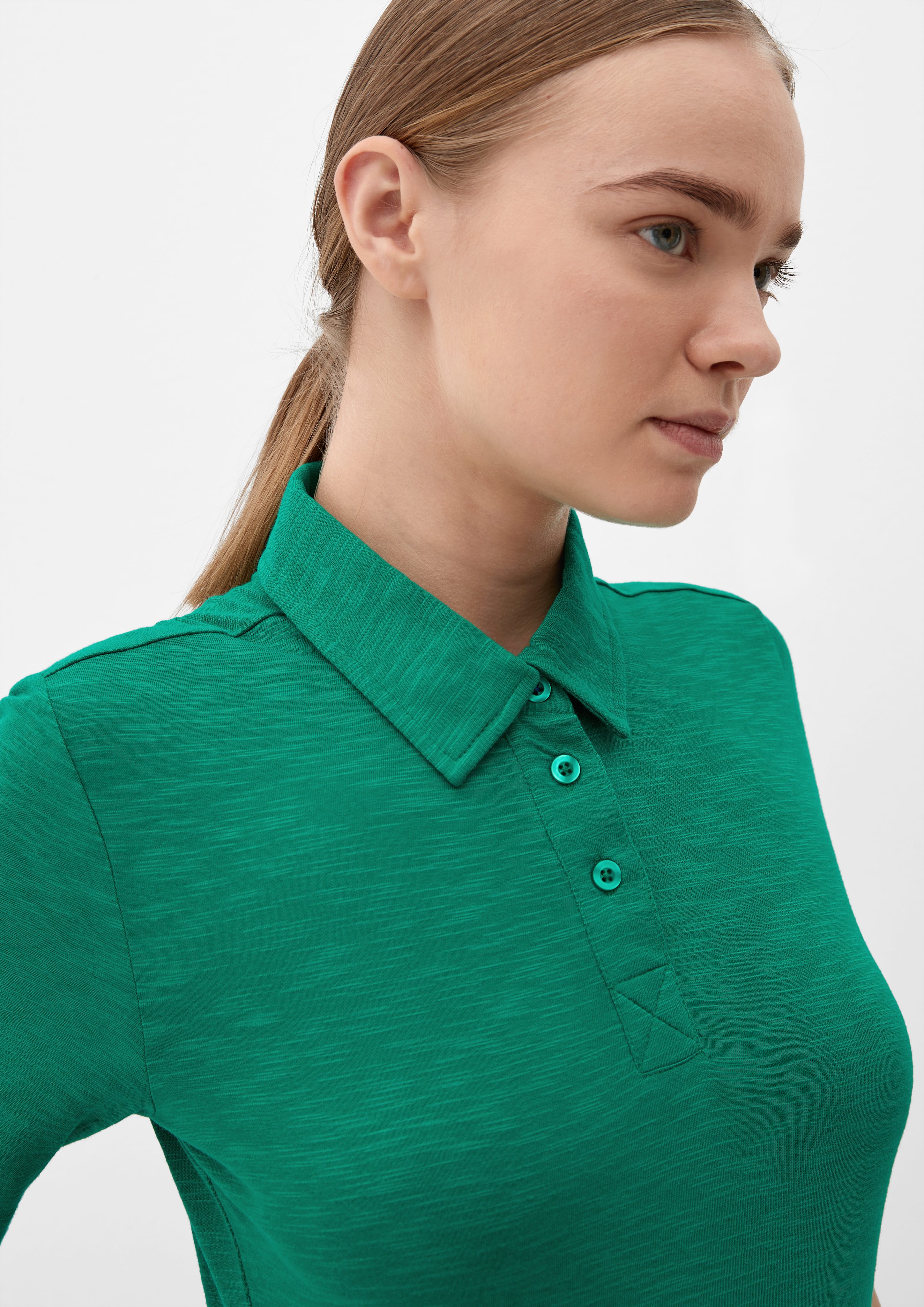 s.Oliver Kurzarmshirt Viskosemix smaragd aus Polo-Shirt