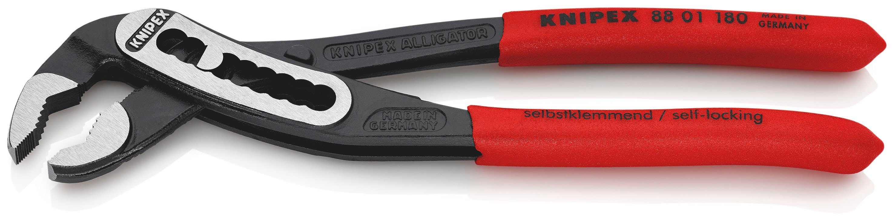 Knipex Wasserpumpenzange 88 01 Kunststoff 180 Alligator®, 180 schwarz atramentiert, rutschhemmendem mit mm überzogen 1-tlg