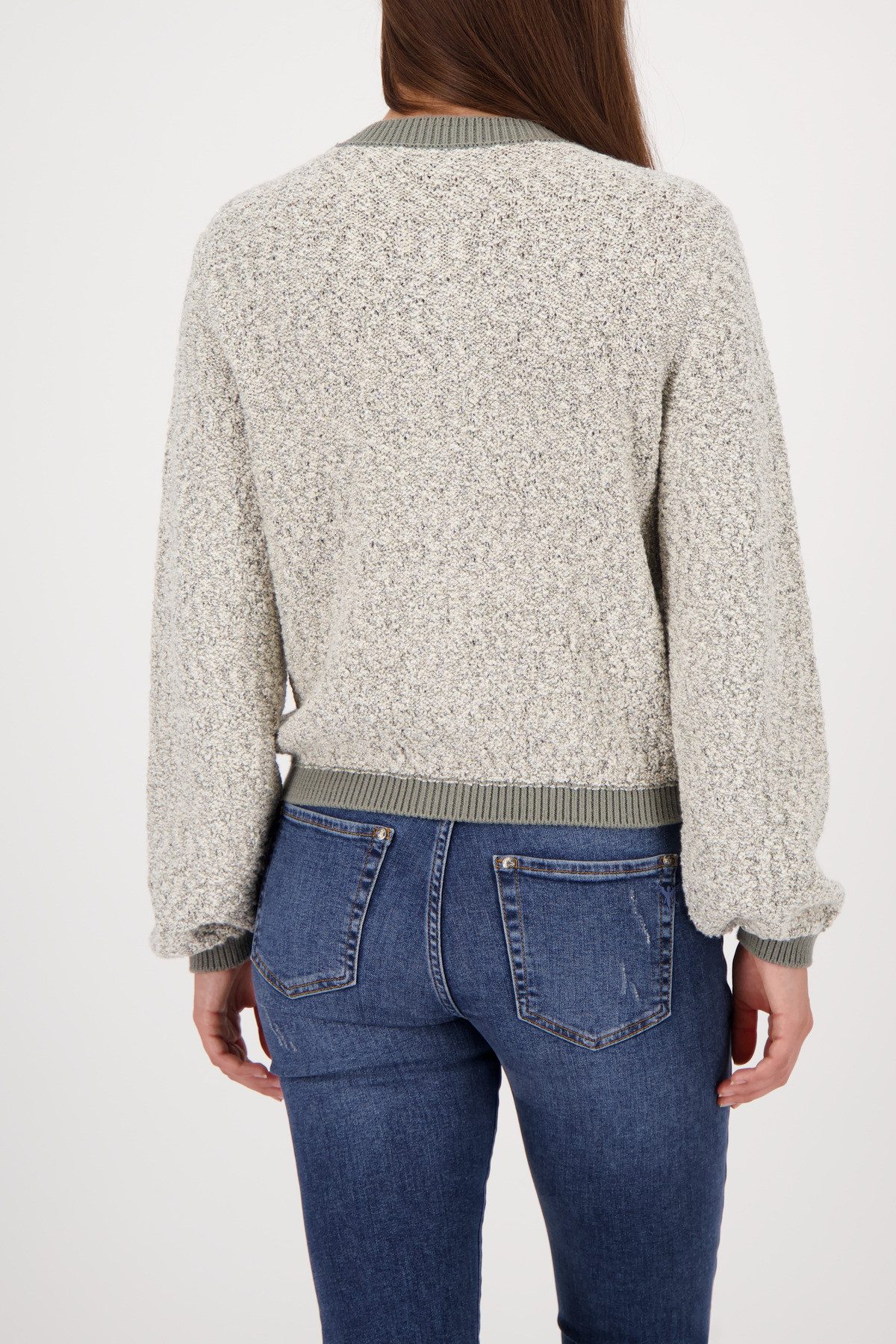 Monari Strickjacke Jacke Strickjacke Tweed Regular fit mit Rundhalsausschnitt