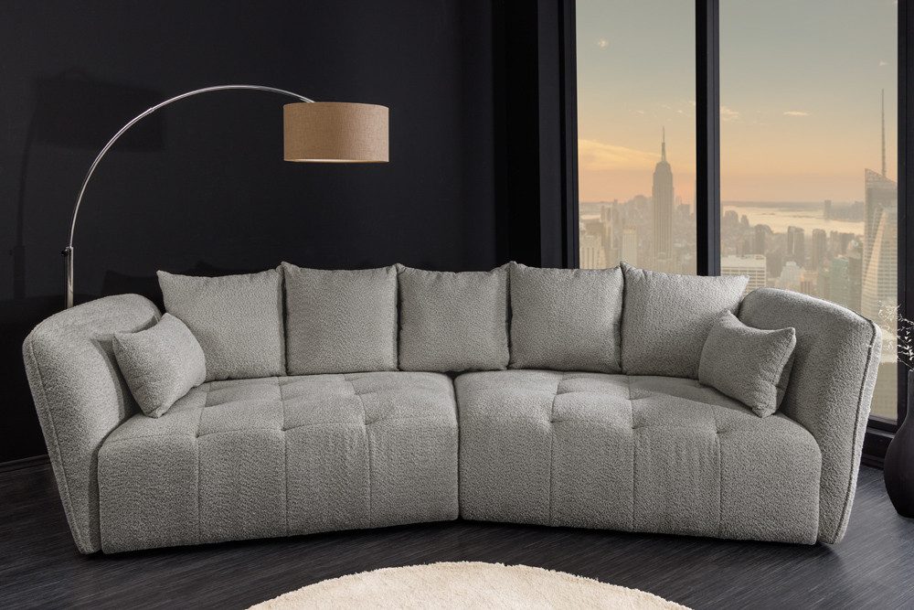 riess-ambiente Big-Sofa ROYAL 295cm grau - Bouclé, Federkern-Polsterung, Nosagfederung, modern, Einzelartikel 1 Teile, XXL-Couch mit Kissen & Rundum-Bezug - ide – Bild 4 von 5