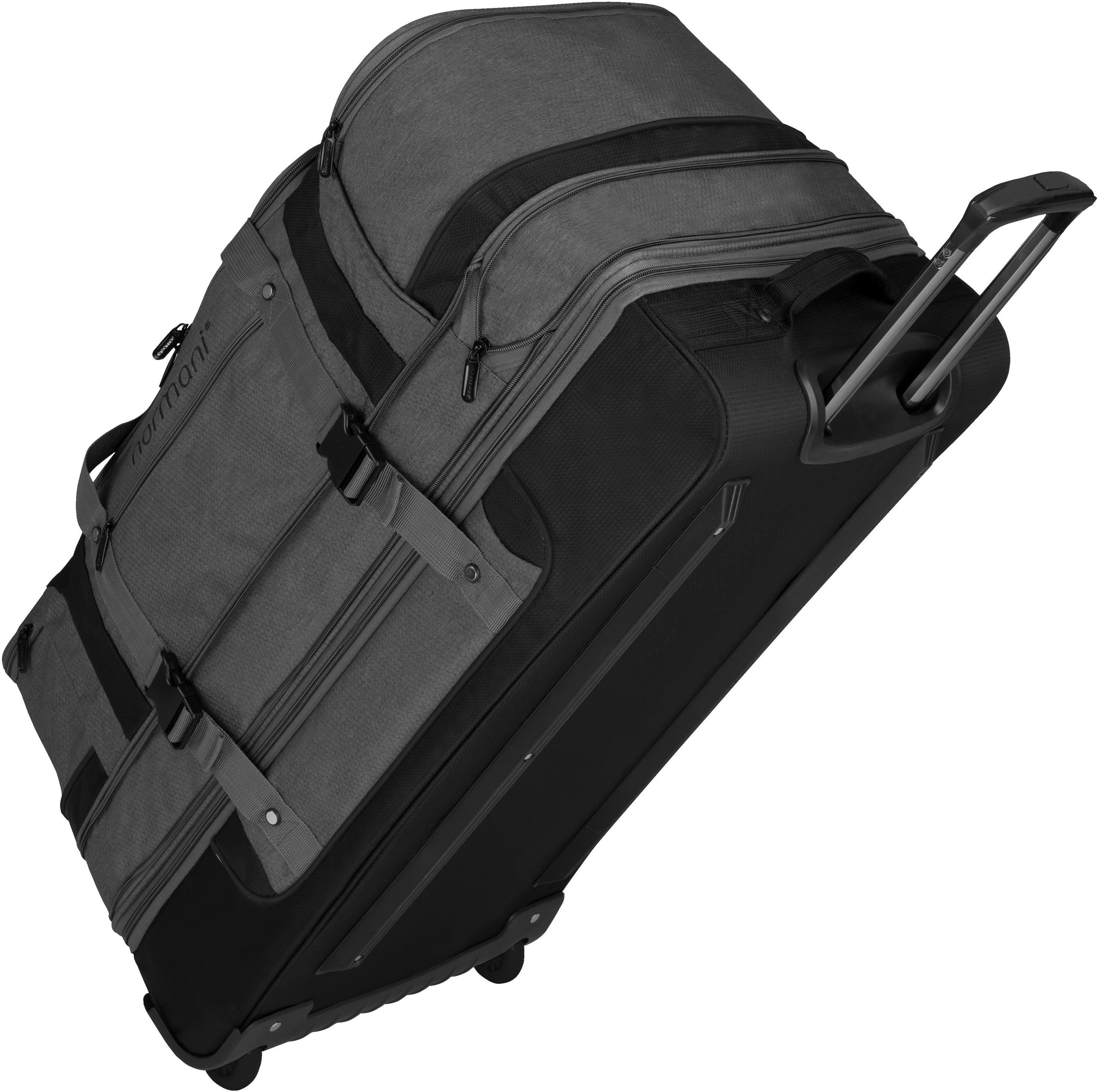 normani Reisetasche Reisetrolley 120-150 L Gigaro, von auf Liter 150 Grau/Schwarz Reisetasche erweiterbar 120