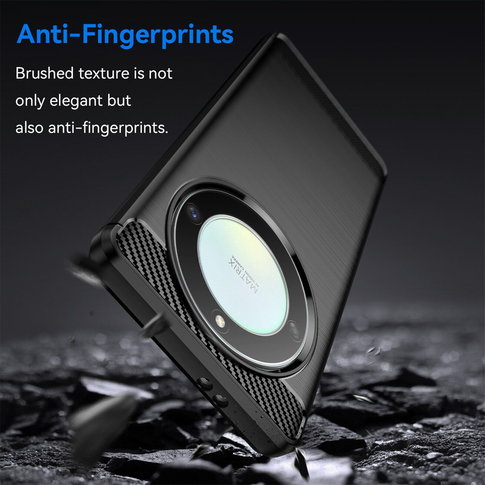 betterfon Handyhülle Carbon Hülle für Honor Magic 5 Lite 5G Backcover TPU Silikon Schwarz, Carbon-Look – stoßfestes Case mit Air-Cushion & Metall-Optik – Bild 4 von 5
