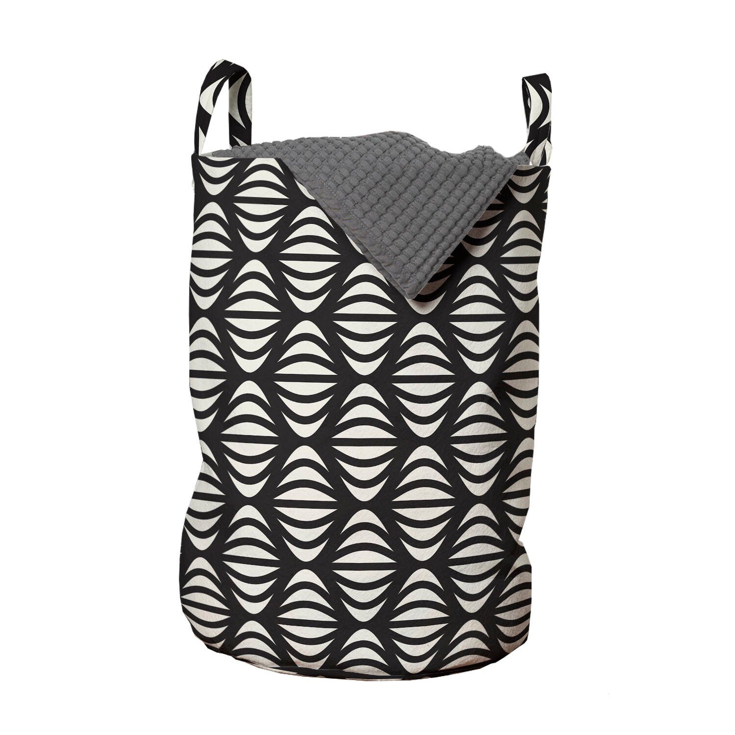 Abakuhaus Wäschesäckchen Wäschekorb mit Griffen Kordelzugverschluss für Waschsalons, Abstrakt Geometrische Streifen-Design
