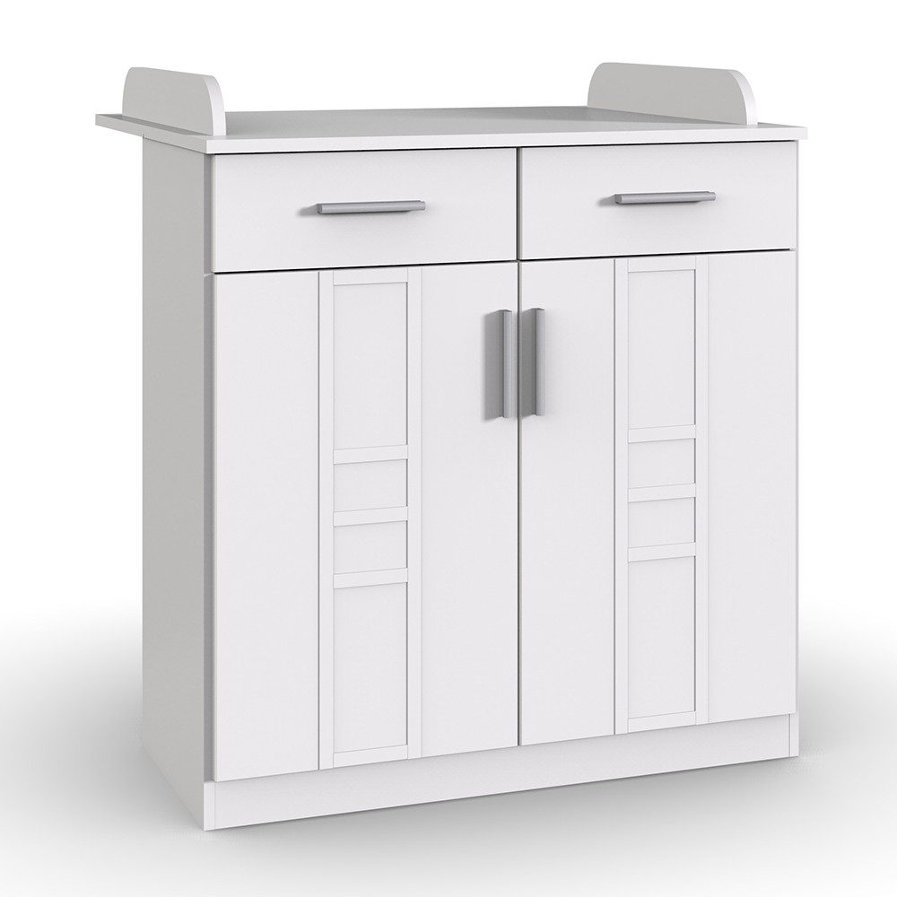 Lomadox Wickeltisch BEELEN-43, weiß, Wickeltisch Wickel Kommode, 2 Türen, 2 Schubkästen