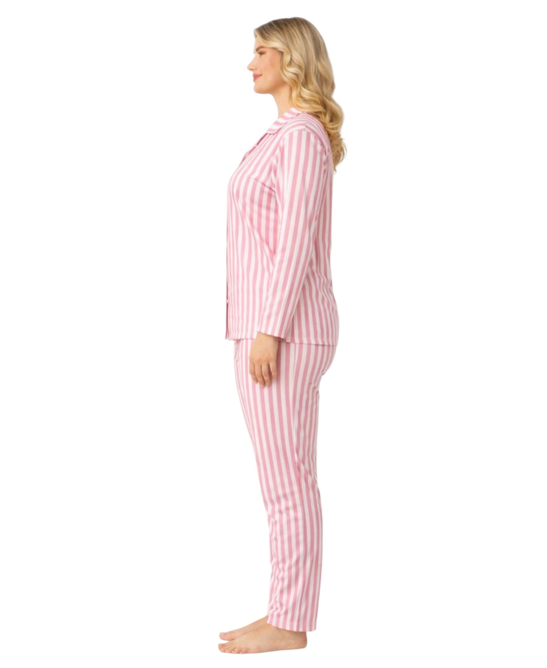 fashionshowcase Pyjama Damen Schlafanzug rosa weiß Hausanzug aus Velours, w günstig online kaufen