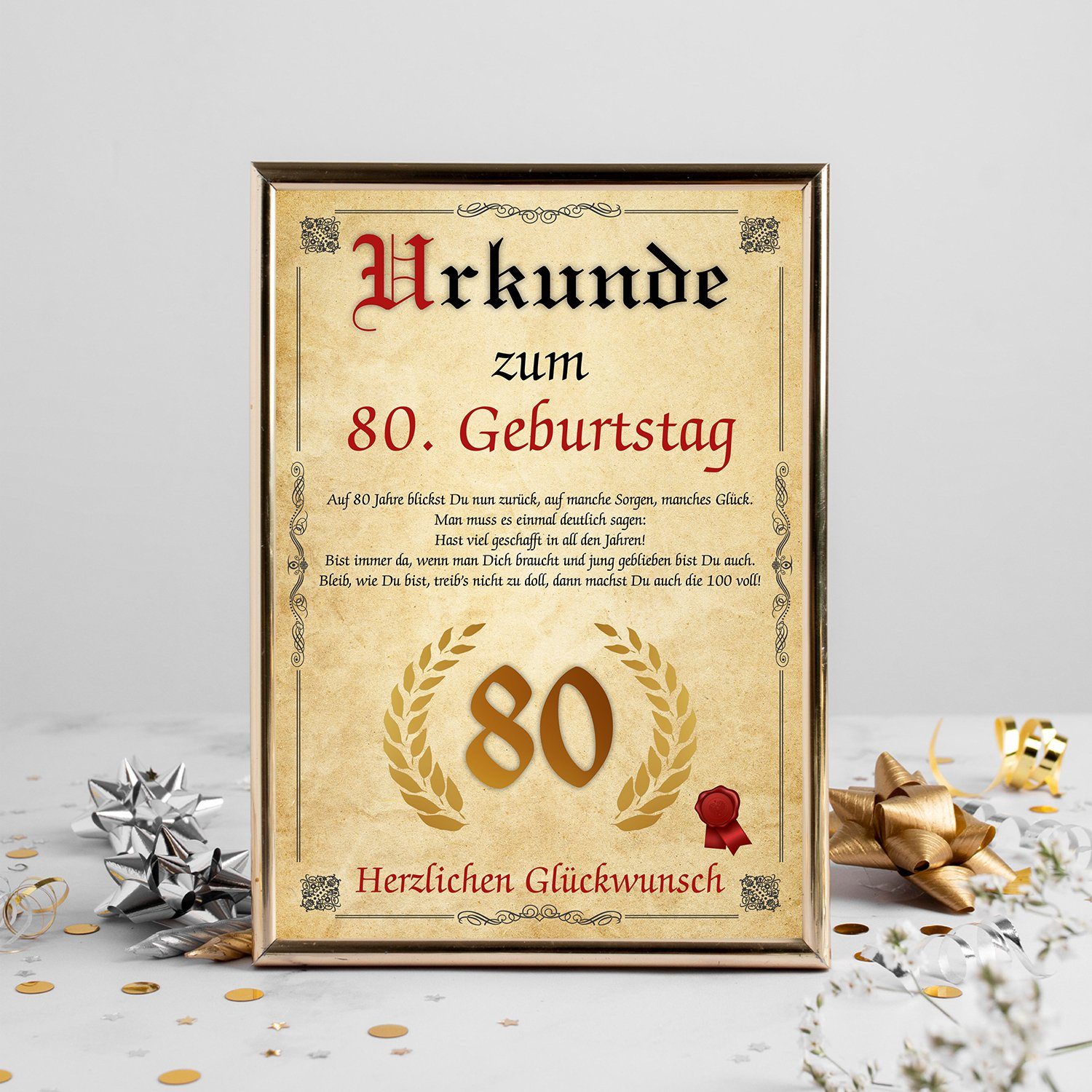 Tigerlino Poster Urkunde zum 1944, Geburtstag Geburtstag Frau Mann Geburtstagsurkunde Geburtstagsgeschenk Geburtstagskarte, 80. Jahrgang