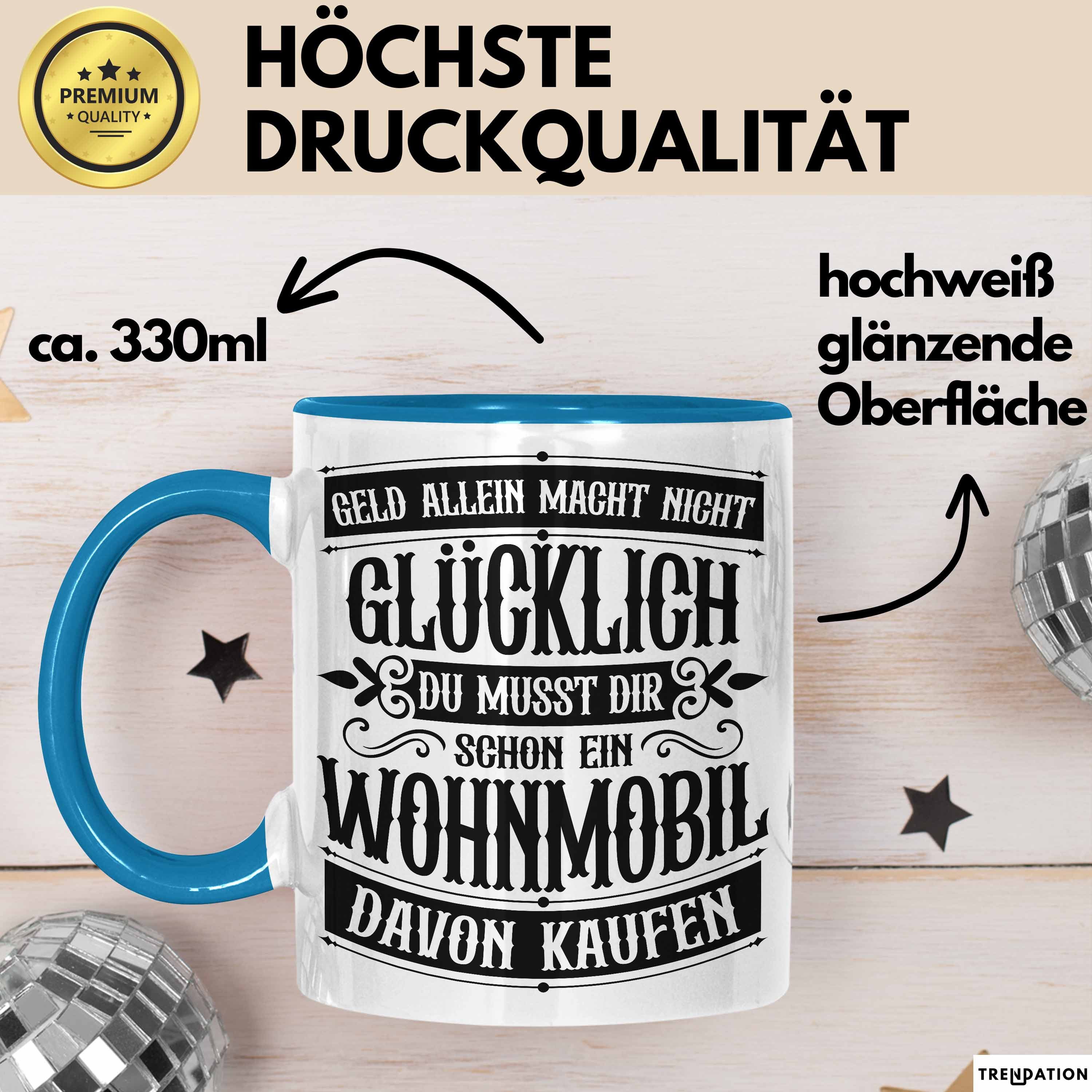 Trendation Tasse Hobby Wohnmobil Tasse Geschenk für Wohnwagen Fans Geld Allein Macht Ni