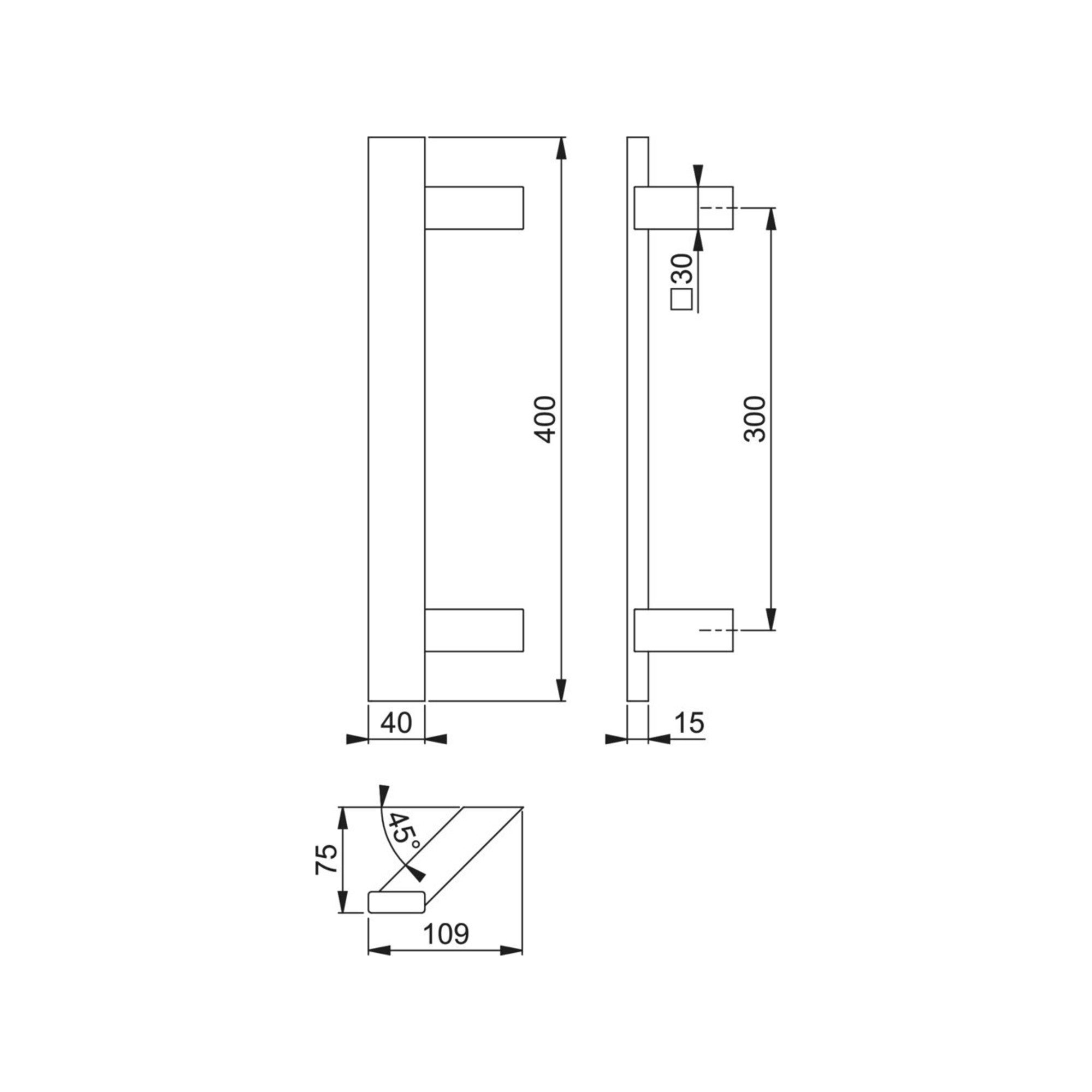 HOPPE Möbelgriff Bügelgriff E5724 VA Farb-Nr. F69 A. 300mm L.400mm schräg HOPPE