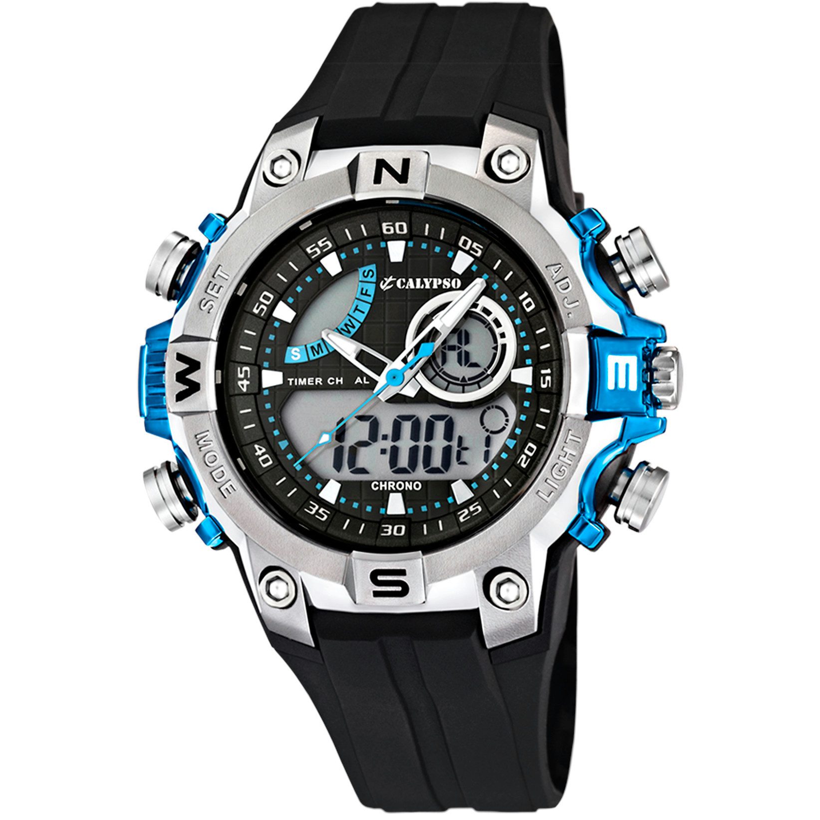 Calypso Chronograph Herrenuhr K5586-2 Digital Blau Schwarz 43,5 mm 10 ATM