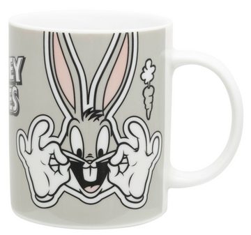 United Labels® Tasse Looney Tunes Tasse - Bugs Bunny Kaffeebecher Grau aus Porzellan 320 ml, Porzellan