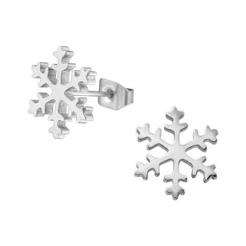 BUNGSA Ohrring-Set Ohrstecker Schneeflocke Silber aus Edelstahl Unisex (1 Paar (2 Stück), 2-tlg), Ohrschmuck Ohrringe