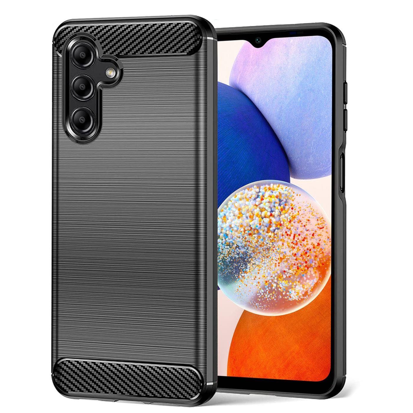 CoolGadget Handyhülle Carbon Handy Hülle für Samsung Galaxy A14 5G 6,8 Zoll, robuste Telefonhülle Case Schutzhülle für Samsung A14 5G Hülle