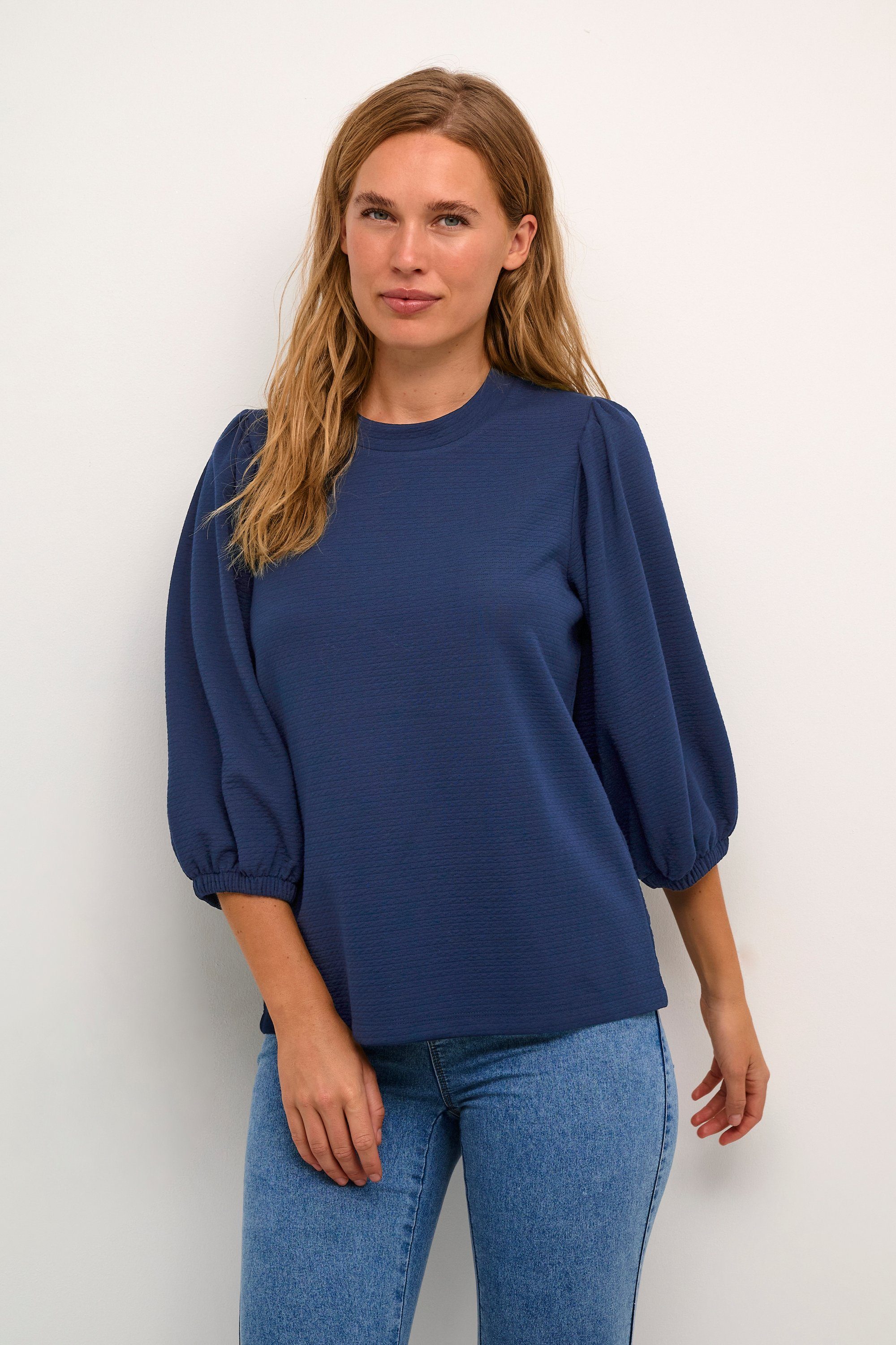 KAFFE Langarmbluse KAjanna Jersey Blouse Midnight Marine