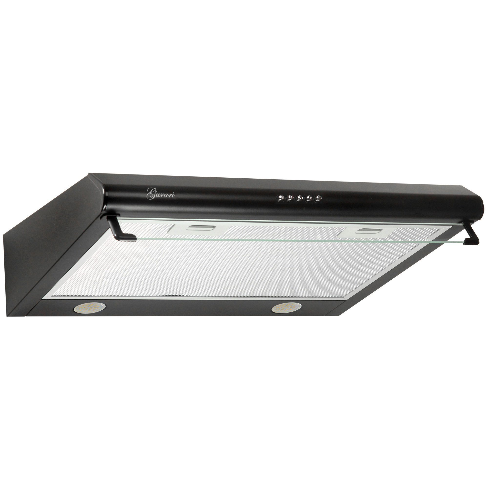 GURARI Wandhaube GCH F 590 60 BL/ Einbau Dunstabzugshaube 60 cm, 250m³/h, mit Glas, LED