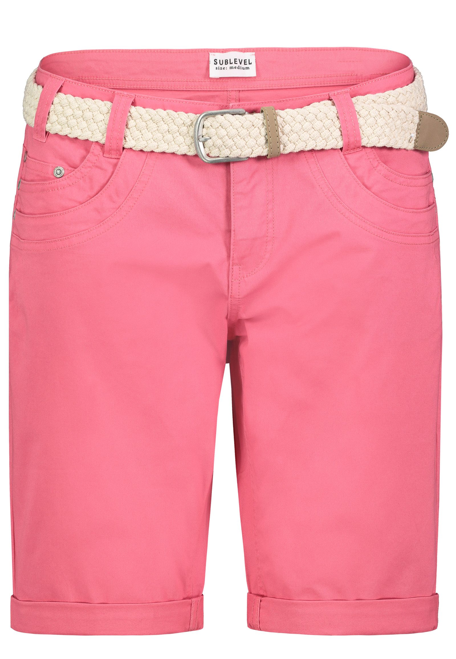SUBLEVEL Shorts Damen Bermudas kurze Hose Baumwolle Jeans Sommer Chino Stoff