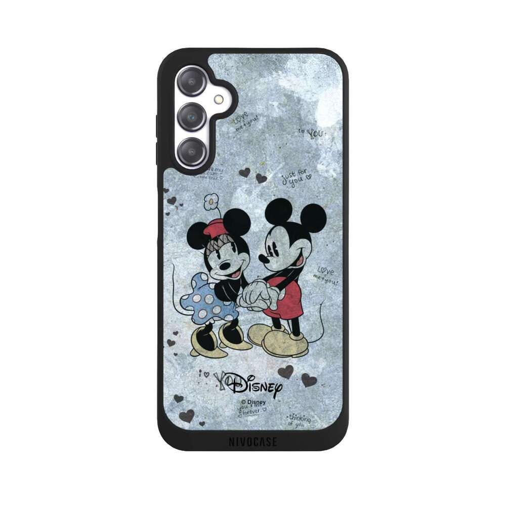 NIVOCASE Handyhülle Disney Vintage Mickey&Minnie In Love, Samsung Galaxy A14 5G Handyhülle Hülle NIVOpure Case Schwarz