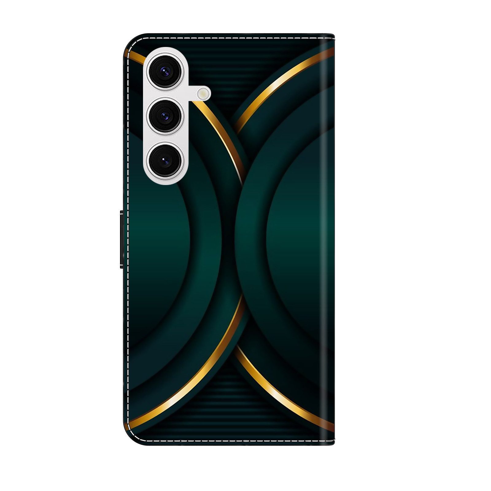 CLM-Tech Handytasche für Samsung Galaxy A16 / A17 / A18 4G / 5G Klapphülle (goldener Rand Kontur, 1-tlg., Handyhülle mit Standfunktion - Wallet Flip Case inklus – Bild 4 von 5