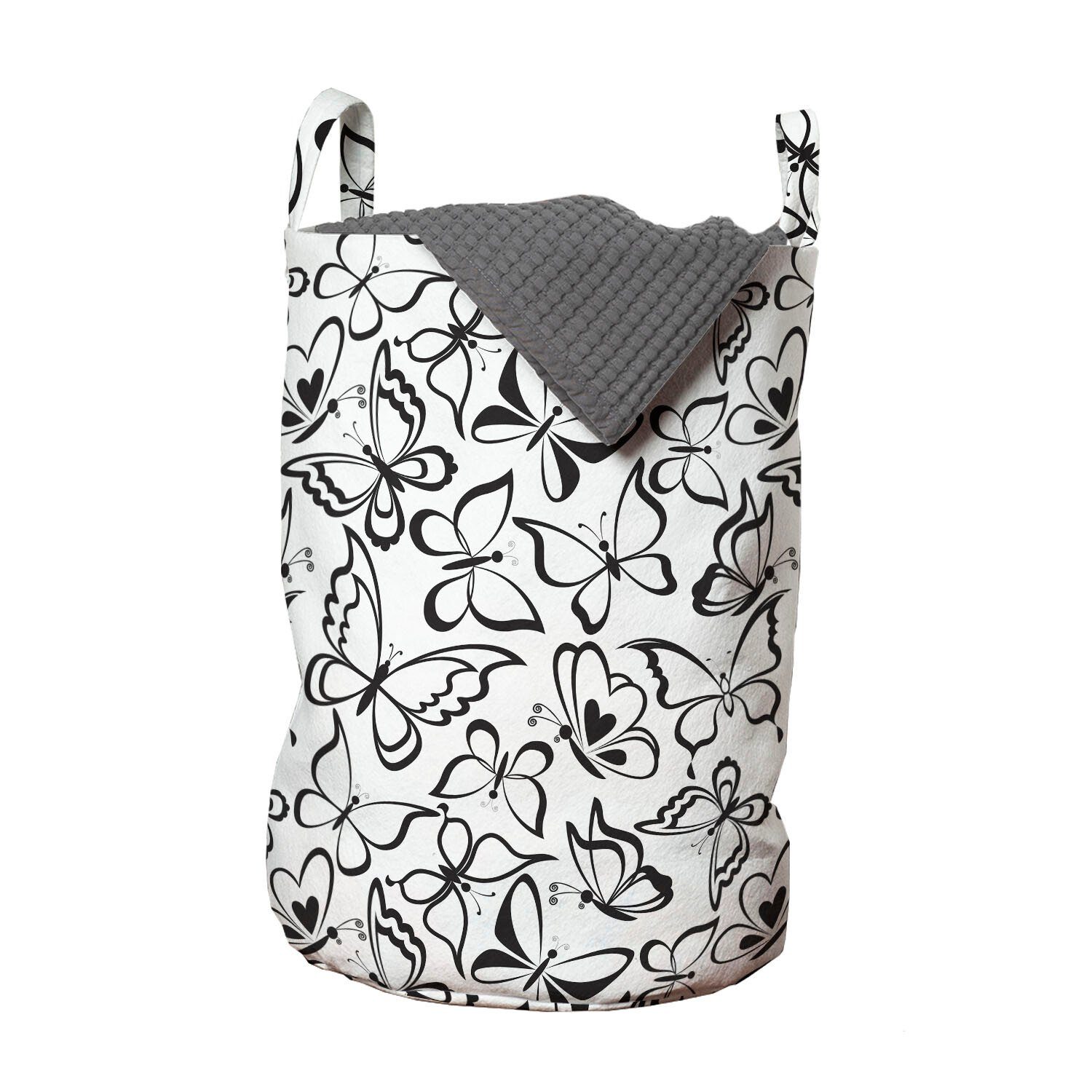 Abakuhaus Wäschesäckchen Wäschekorb mit Griffen Kordelzugverschluss für Waschsalons, Tier Schmetterling und Freiheit