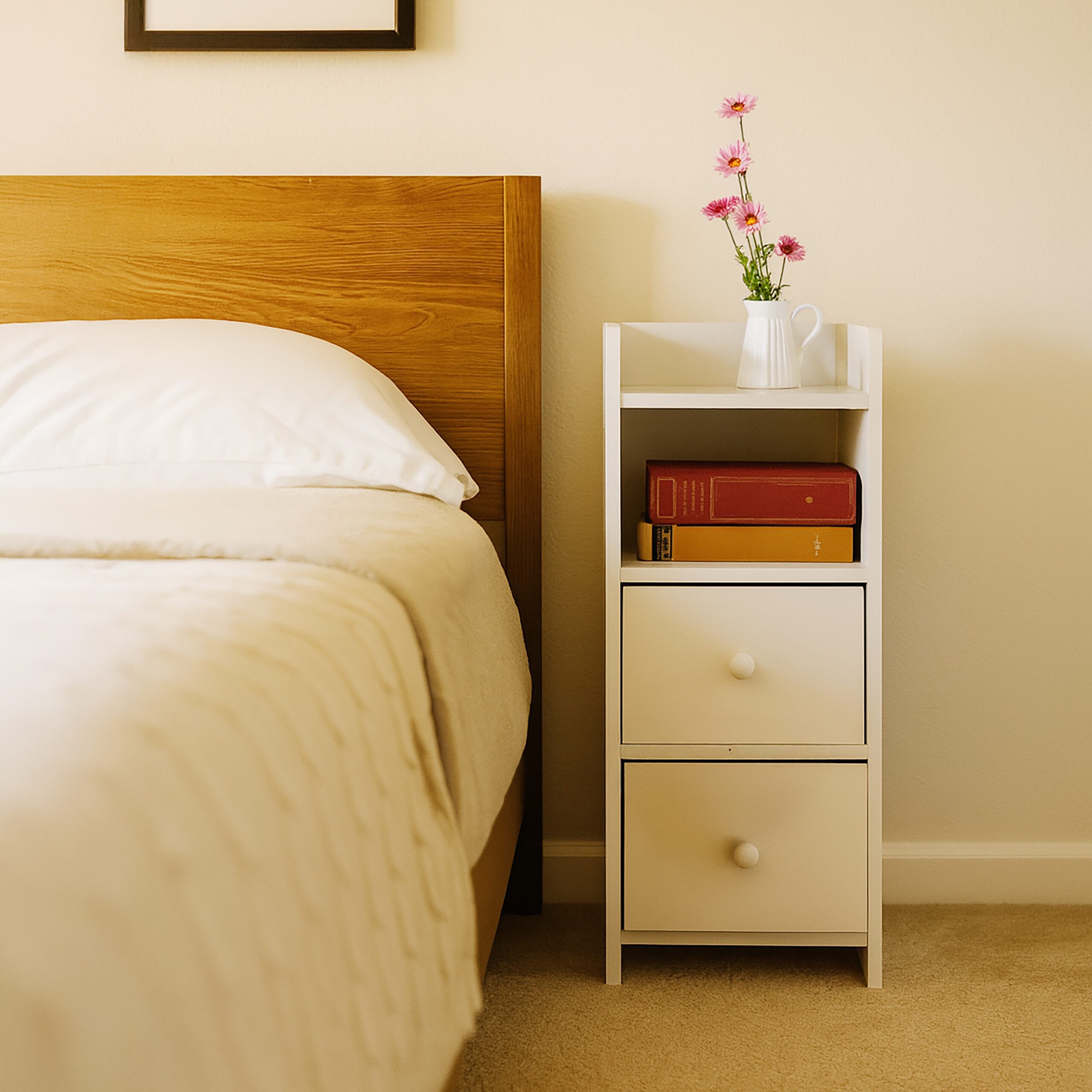 relaxdays Nachttisch schmal weiß (1-St., Nachttischschrank in Einzelteilen, günstig online kaufen