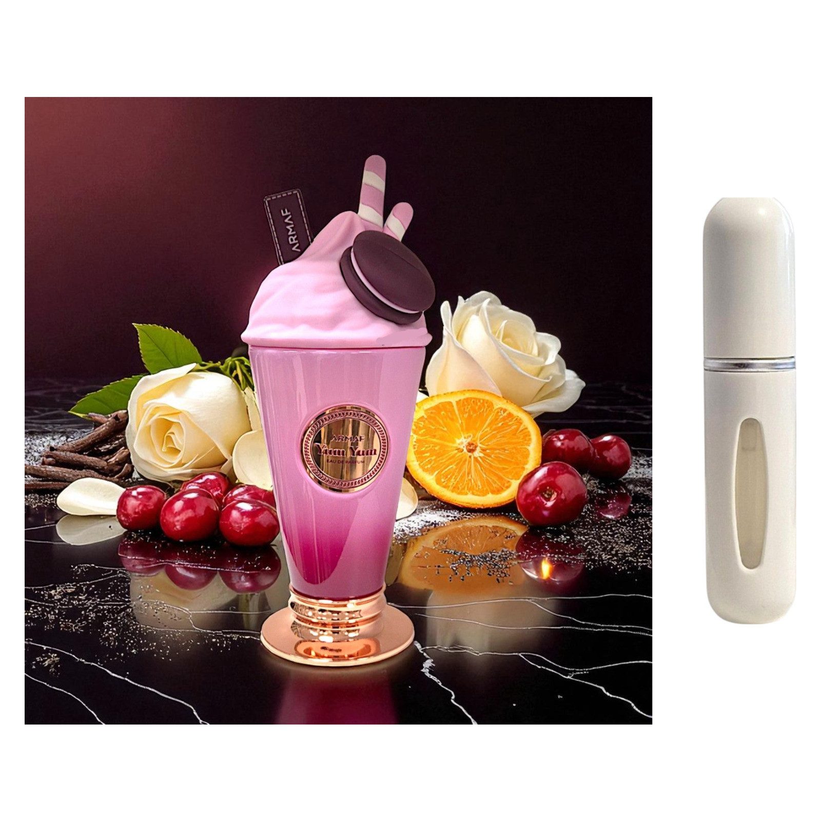 armaf Duft-Set YUM YUM EDP 100ml Unisex + Parfümzerstäuber (leer)