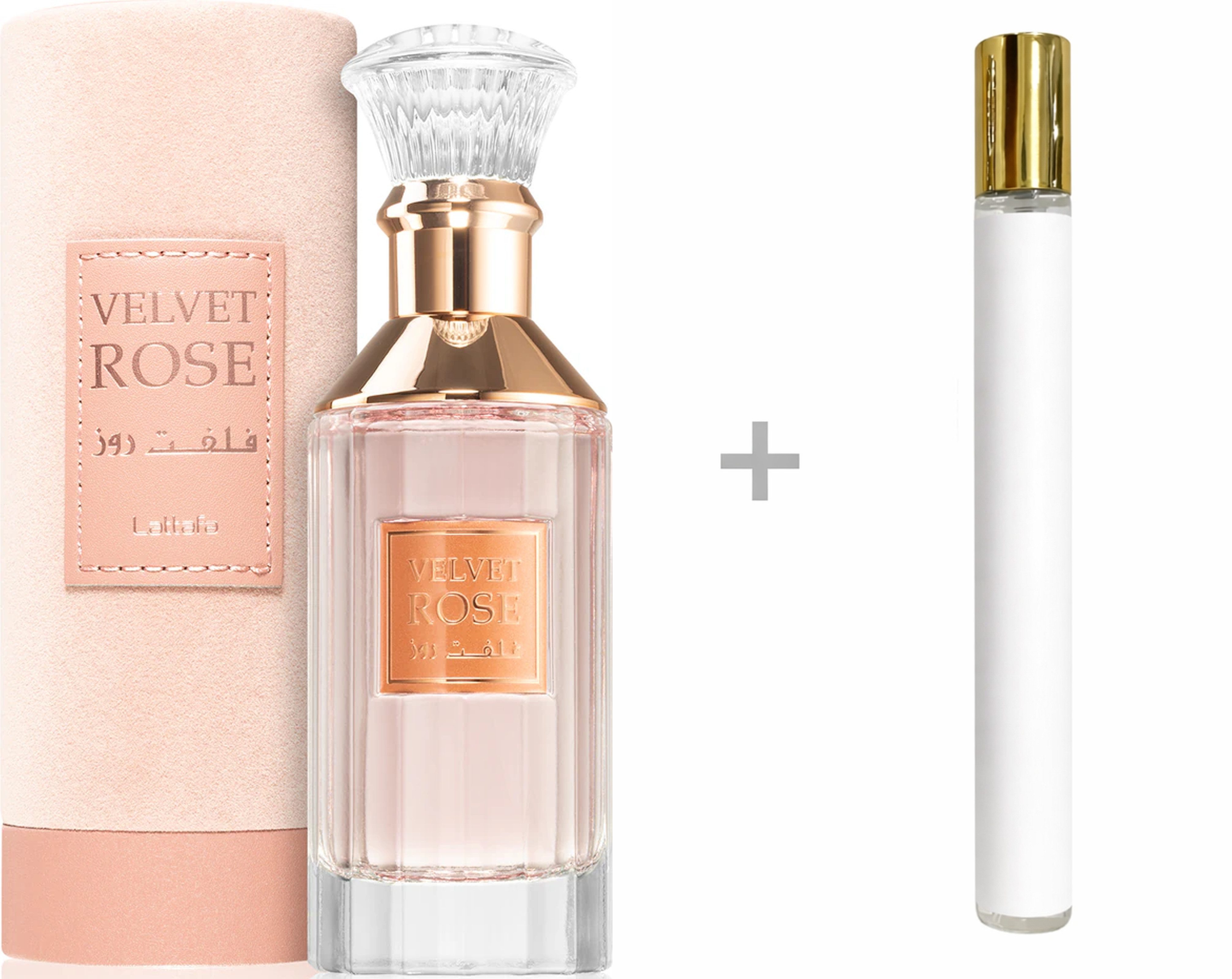 Lattafa Duft-Set Velvet Rose Damen EDP Spray + Reiseduft, LATTAFA, Damenparfüm, Eau de Parfum, Glasflakon, Damenduft