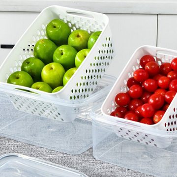 Juoungle Vorratsdose 3 Stück Frischeprodukt-Vorratsdosen mit Sieben,Kühlschrank Organizer