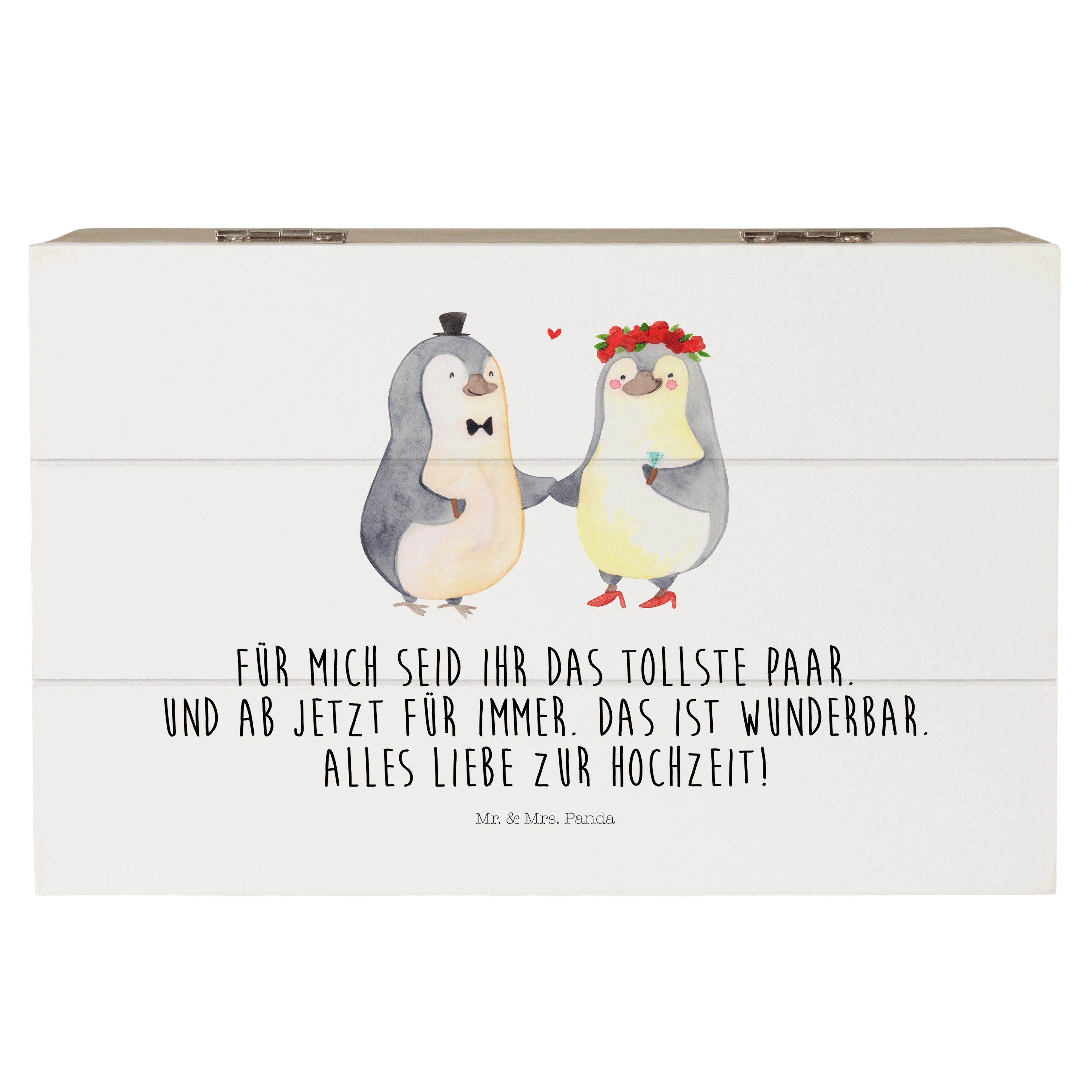 Mr. & Mrs. Panda Dekokiste Hochzeitspaar Pinguin - Weiß - Geschenk, Dekokiste, Geschenkideen für (1 St)