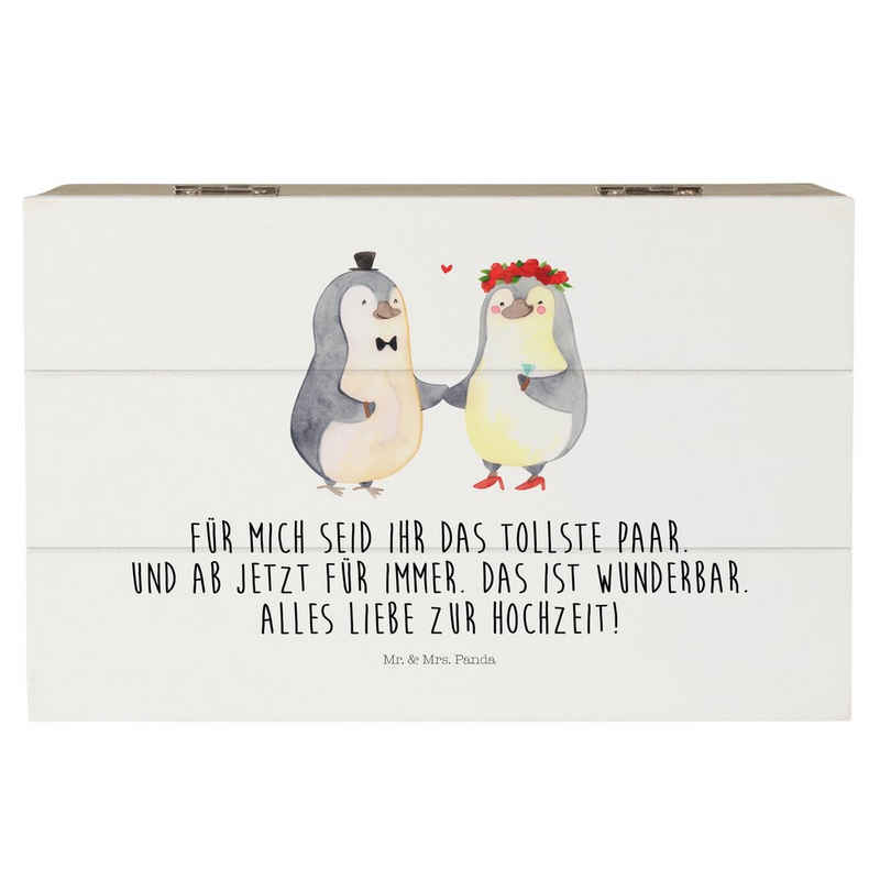 Mr. & Mrs. Panda Dekokiste Hochzeitspaar Pinguin - Weiß - Geschenk, Dekokiste, Geschenkideen für (1 St)