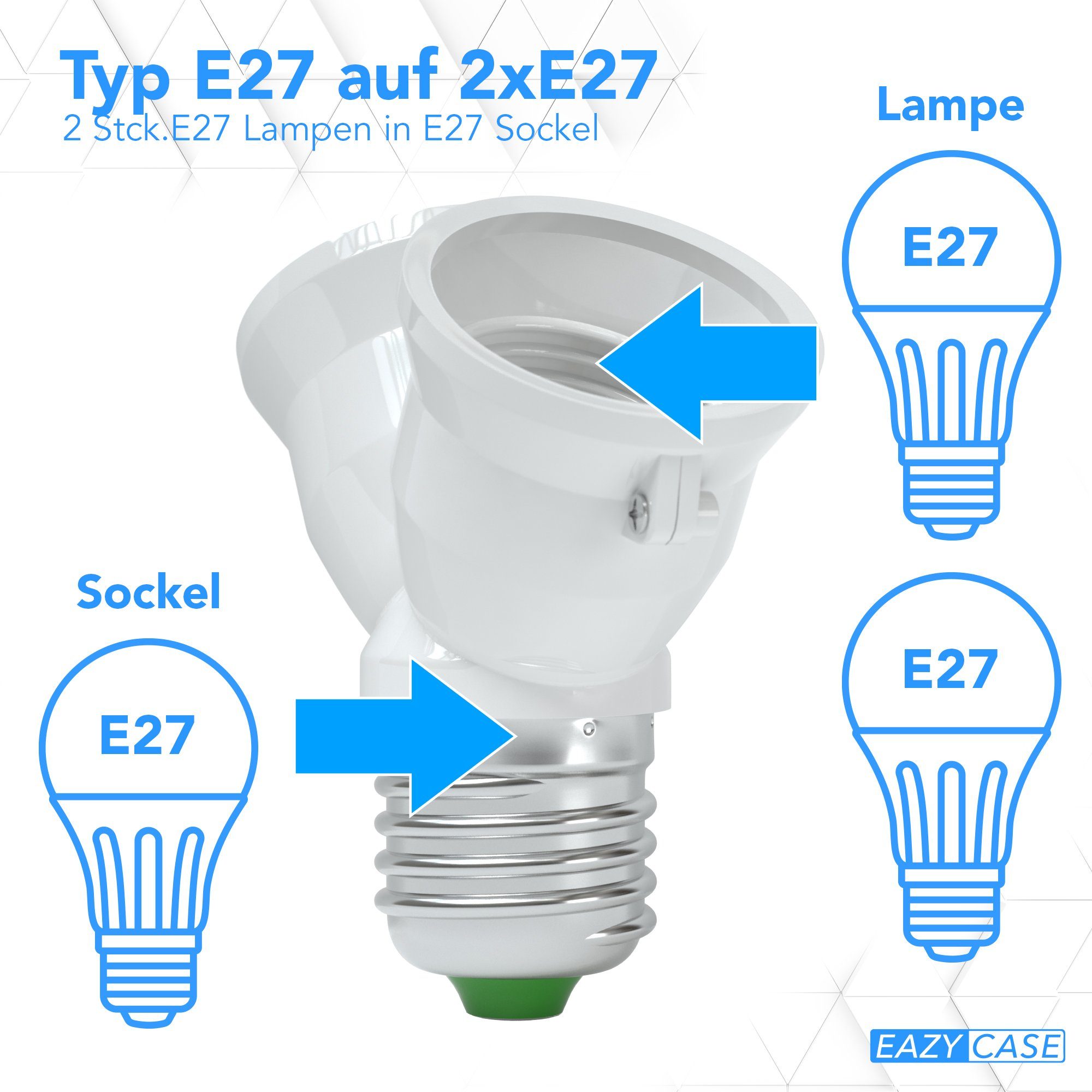 EAZY CASE Lampenfassung Lampensockel Sets E27 auf 2x E27 Adapter Fassung Lampe Glühbirne Konve, (Spar-Set), Lampenadapter E27 zu 2x E27 Adapter Lampe LED Halogen Energiesparlampe