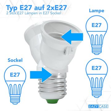 EAZY CASE Lampenfassung Lampensockel Sets E27 auf 2x E27 Adapter Fassung Lampe Glühbirne Konve, (Spar-Set), Lampenadapter E27 zu 2x E27 Adapter Lampe LED Halogen Energiesparlampe