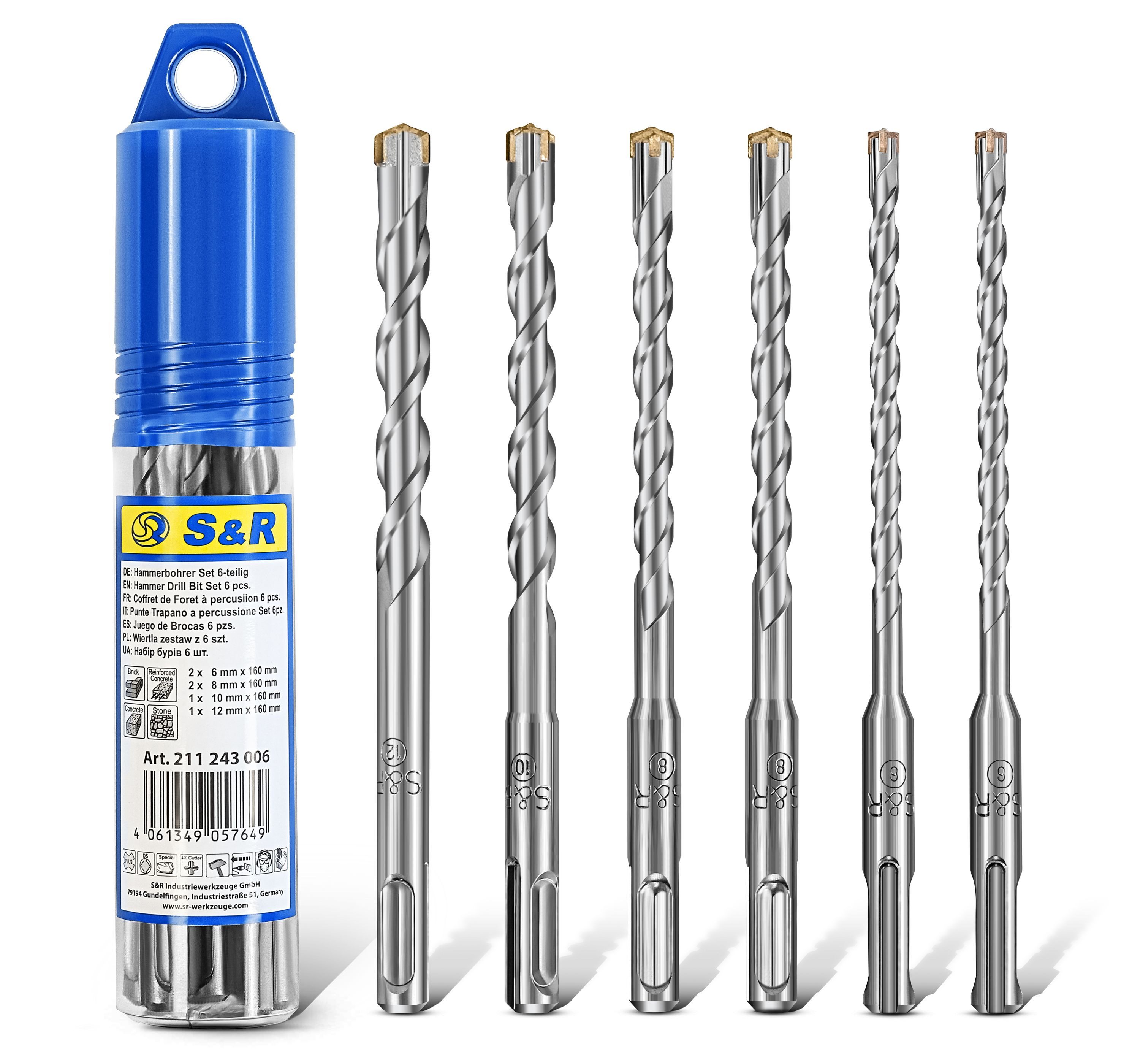 Hammerbohrer SDS Plus Aufnahme, 4 x Schneiden, Stahlbeton Bohrer Satz