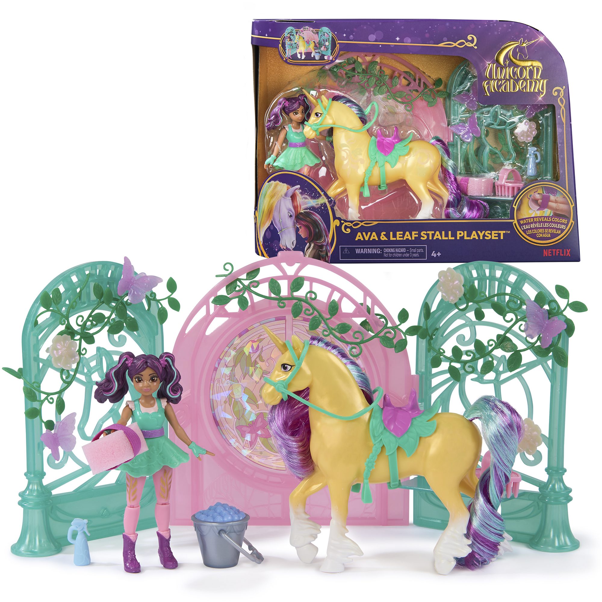 Spin Master Babypuppe Spin Master Unicorn Academy - Ava & Einhorn Leaf Stall Spielset mit