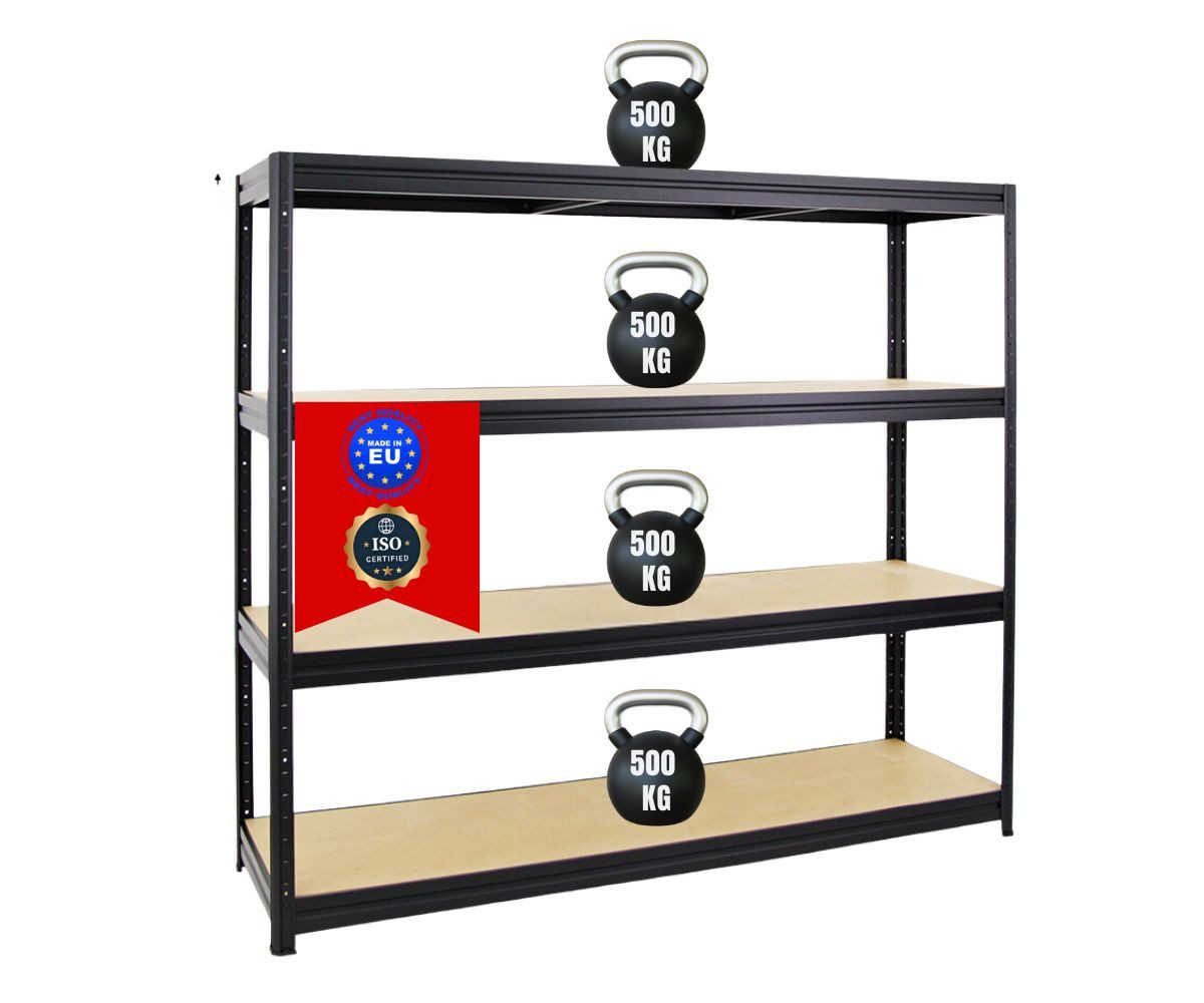 PROREGAL® Schwerlastregal Robustes Steckregal Lastenregal DINO mit 4 stabilen Fachböden, 4 Ebenen Steckmontage ohne Werkzeug hohe Belastbarkeit