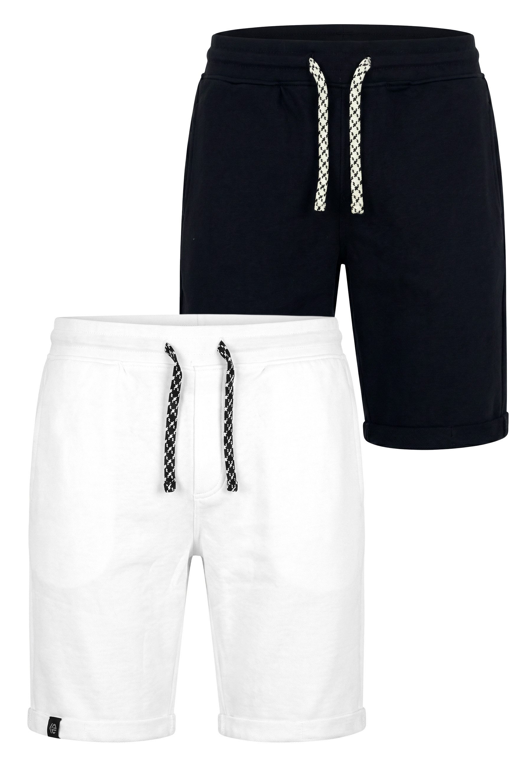 INDICODE Sweatshorts Herren 2-Pack Eddy Sweat Shorts Herrenshorts elastischer Bund mit Kordelzug