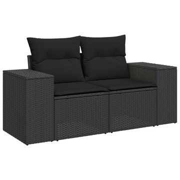 vidaXL Loungesofa 6-tlg. Garten-Sofagarnitur mit Kissen Schwarz Poly Rattan, 1 Teile