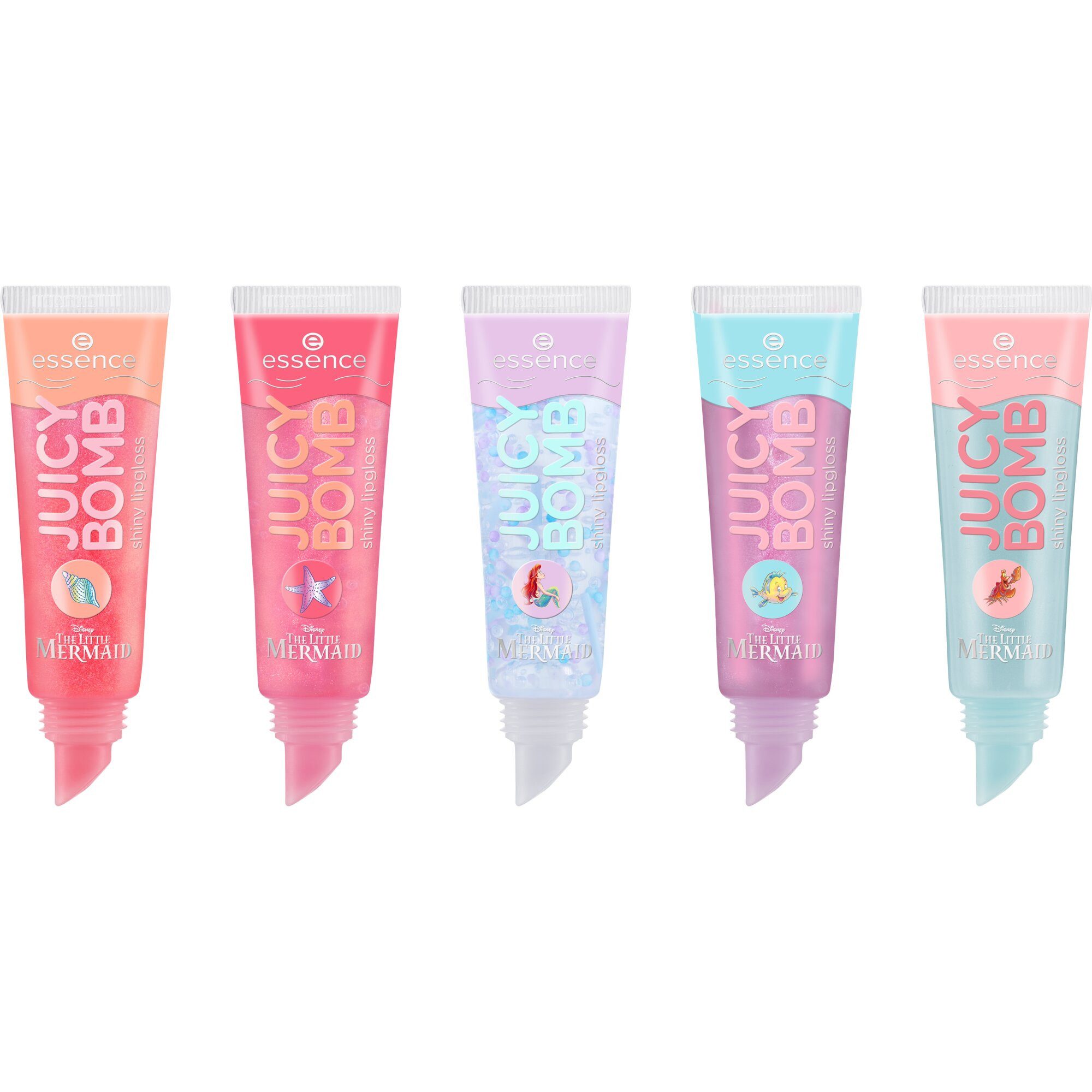 Essence Lipgloss Disney THE LITTLE MERMAID JUICY BOMB shiny lipgloss crew, 5-tlg.