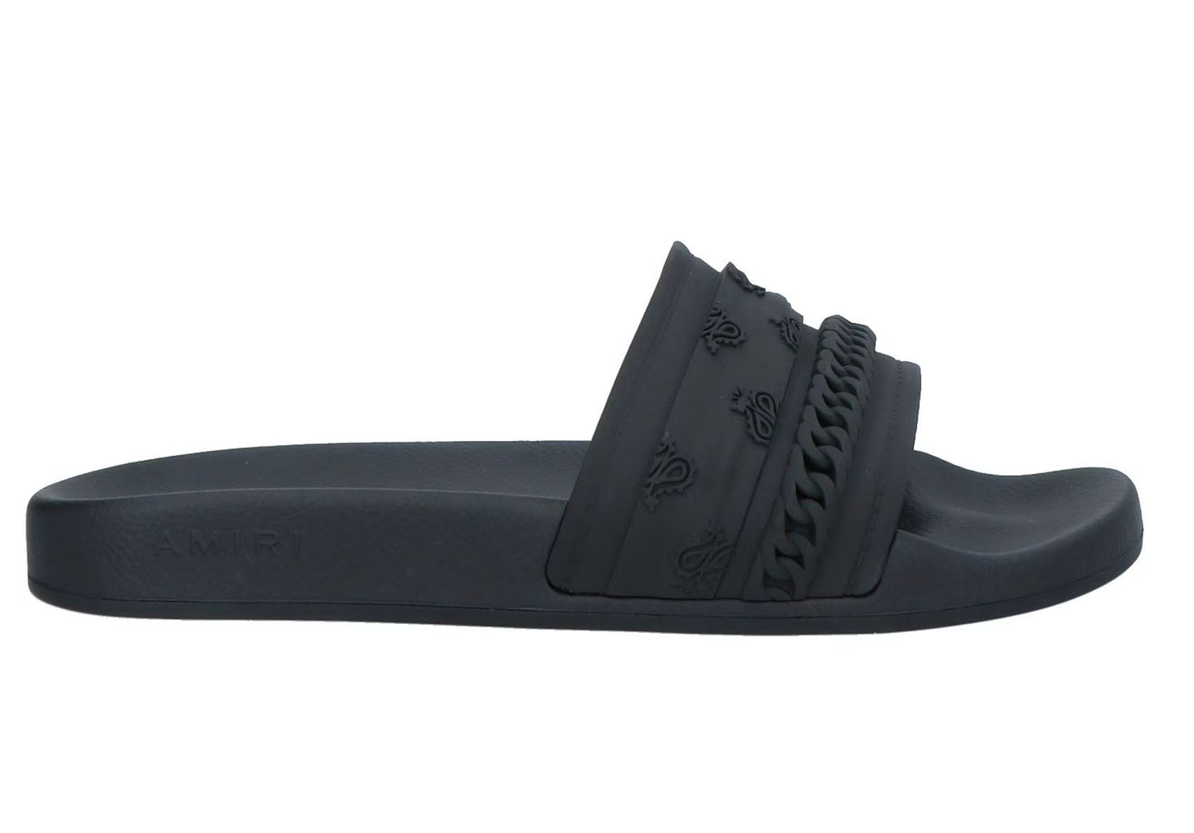 AMIRI mit Paisley-Bandana-Kette Schuhe Sandale Gummierte Kettenapplikation, Geprägtes Paisley-Bandana-Muster