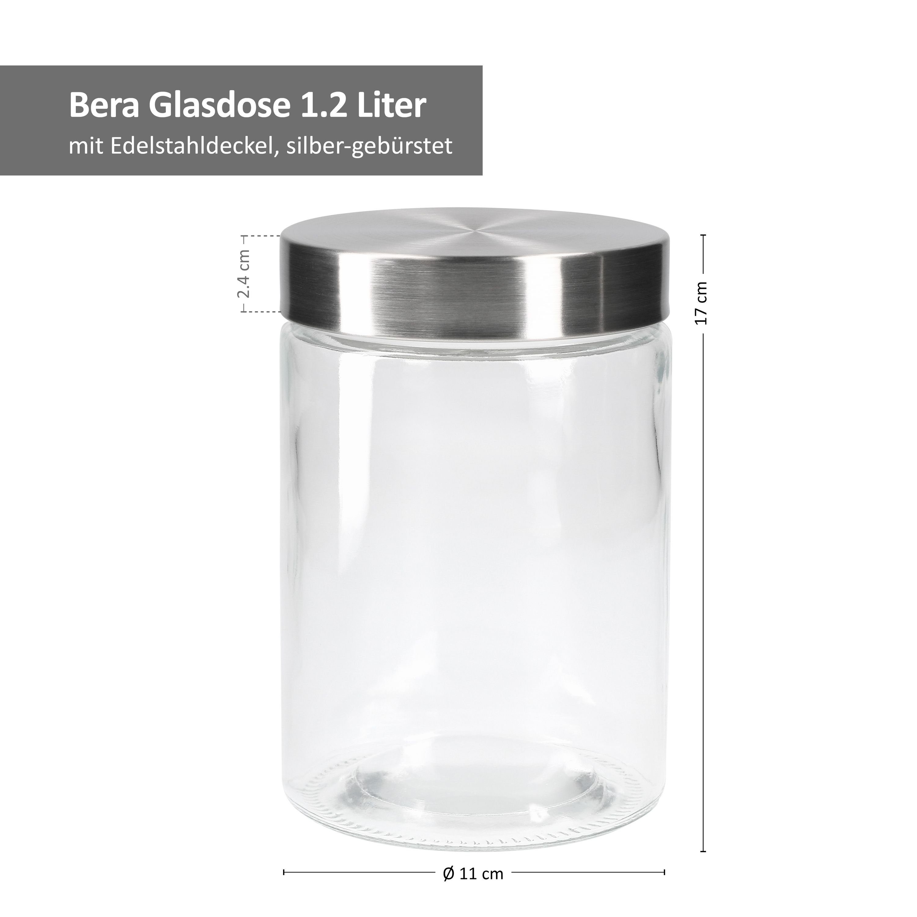 2x Vorratsdosen + Set 6tlg. 2x 1,2L 800ml 1,7L, Bera + 2x Glas MamboCat - Vorratsglas