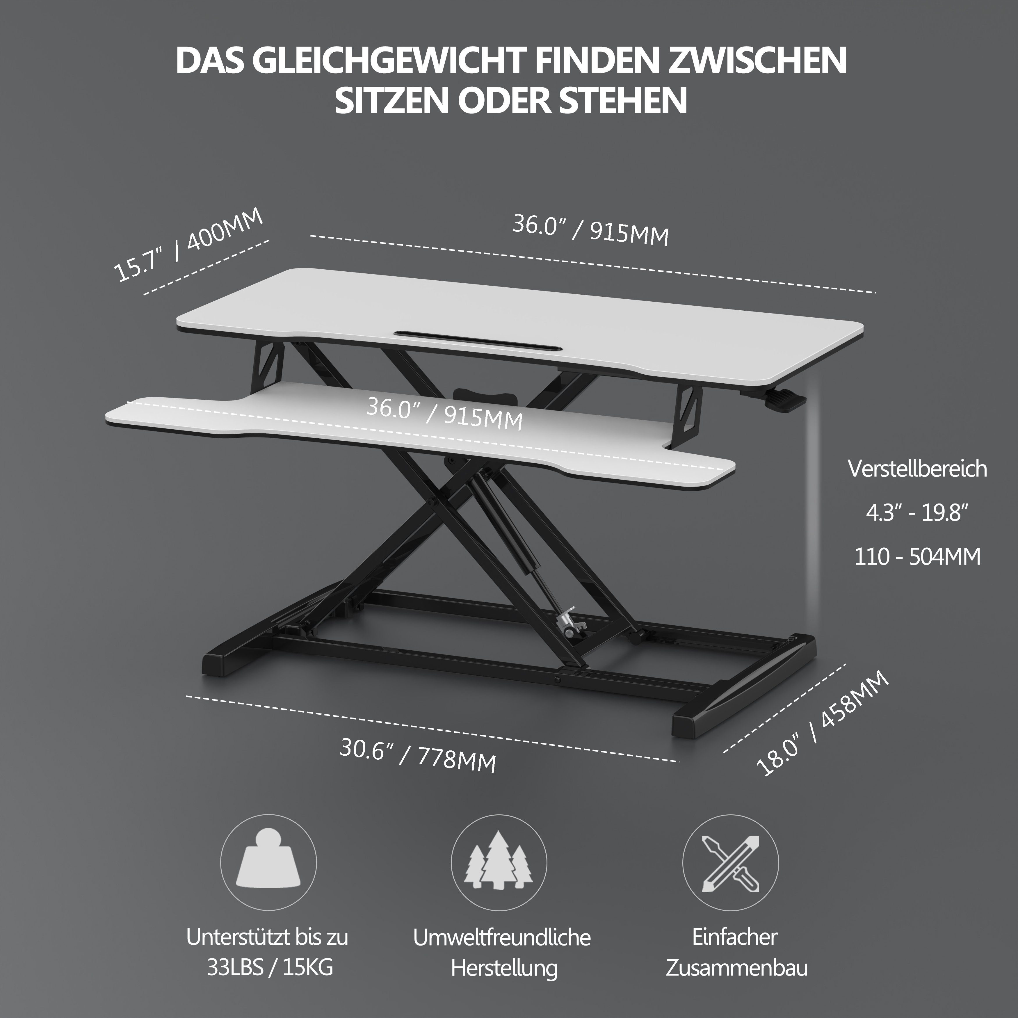 FITUEYES Monitorständer 91,5 cm breite, Bildschirmerhöhung, Schreibtischaufsatz, (höhenverstellbar, mit integrierter Handy-Nut, rutschfeste Füße) – Bild 3 von 5