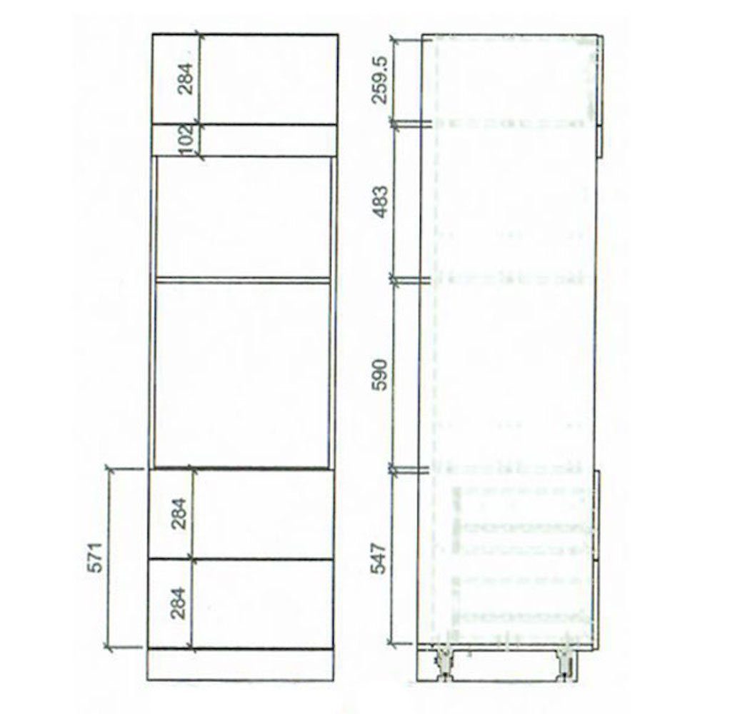 Front- matt Korpusfarbe beigerot RAL Backofenumbauschrank Schubladen & (Teilauszug) wählbar 3012 60cm (Tivoli) 1-türig 2 Feldmann-Wohnen Tivoli