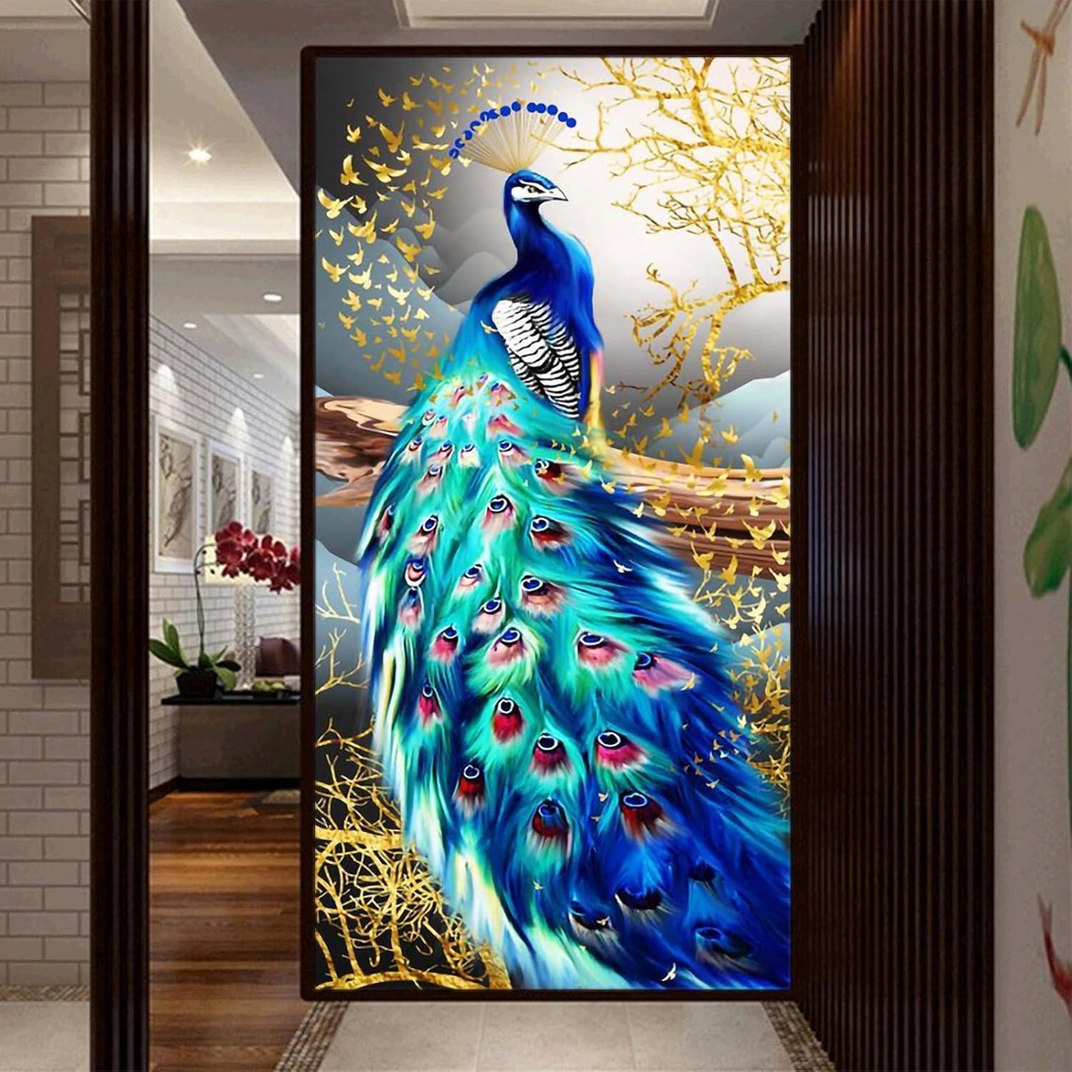 LuxusKollektion Leinwandbild Diamond Painting 5D Drill Pfau Erwachsene XXL Set Zubehör 100x50cm – Bild 3 von 5