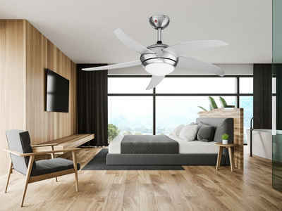 Tristar LED Deckenleuchte, LED wechselbar, Warmweiß, mit Ventilator groß & LEISE -Ø112cm flach Fernbedienung, Deckenlüfter
