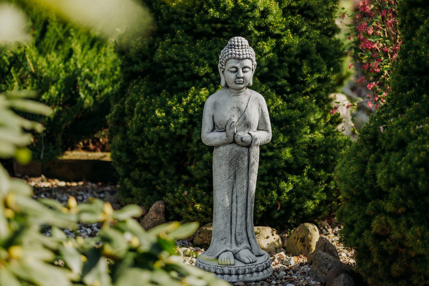 Buddha Statue Aus Steinguss - 50 Cm Hoch, 6 Kg - Frostsicher Für Garten, Terrasse Oder Wohnbereich