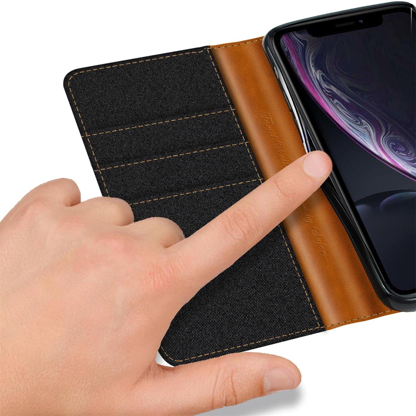 CoolGadget Handyhülle Denim Schutzhülle Flip Case für Apple iPhone XR 6,1 Zoll, Book Cover Handy Tasche Hülle für iPhone XR Klapphülle