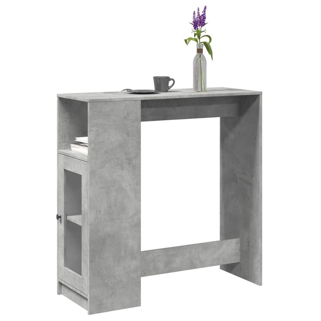 vidaXL Bartisch NA Bartisch Stehtisch Esstisch mit Regal Betongrau 101x40x103,5 cm Spa