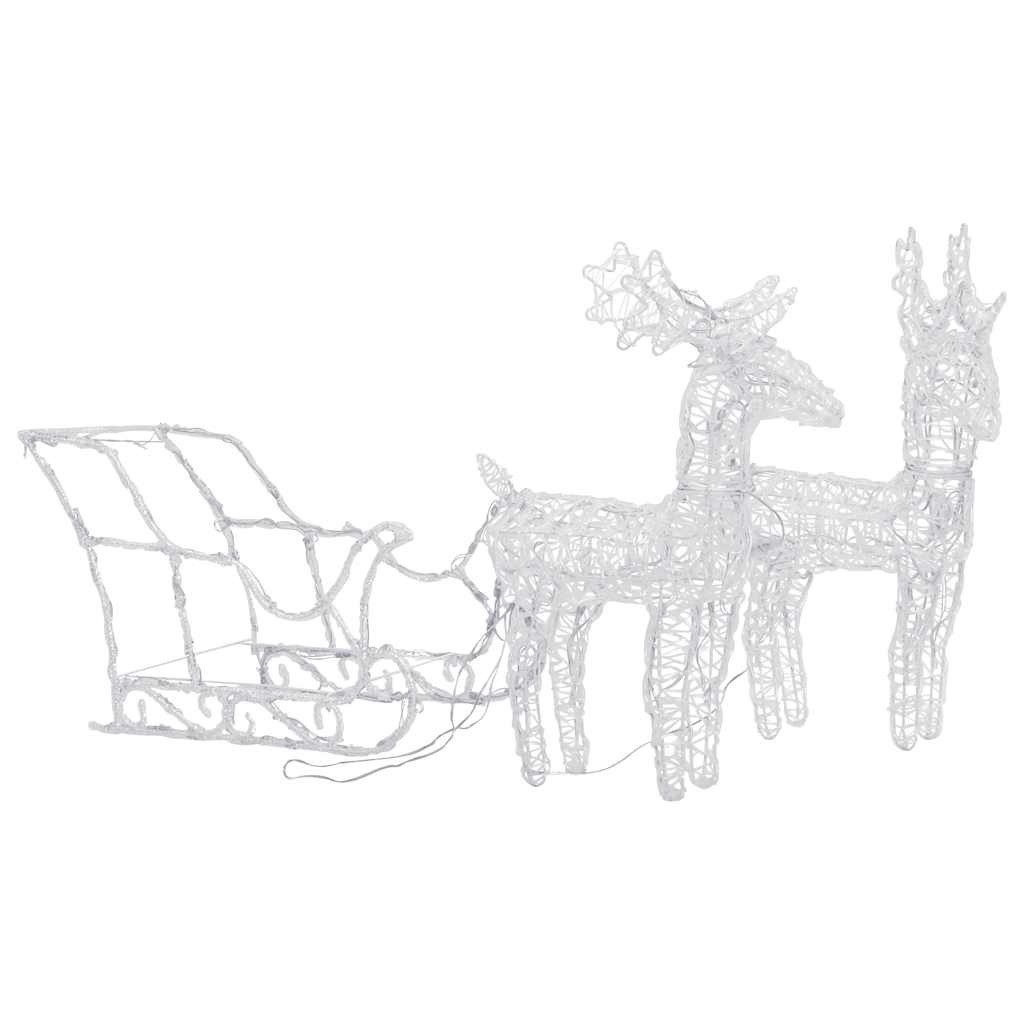 vidaXL LED Dekofigur Rentiere & Schlitten Weihnachtsdekoration 160 LEDs 130 cm Acryl