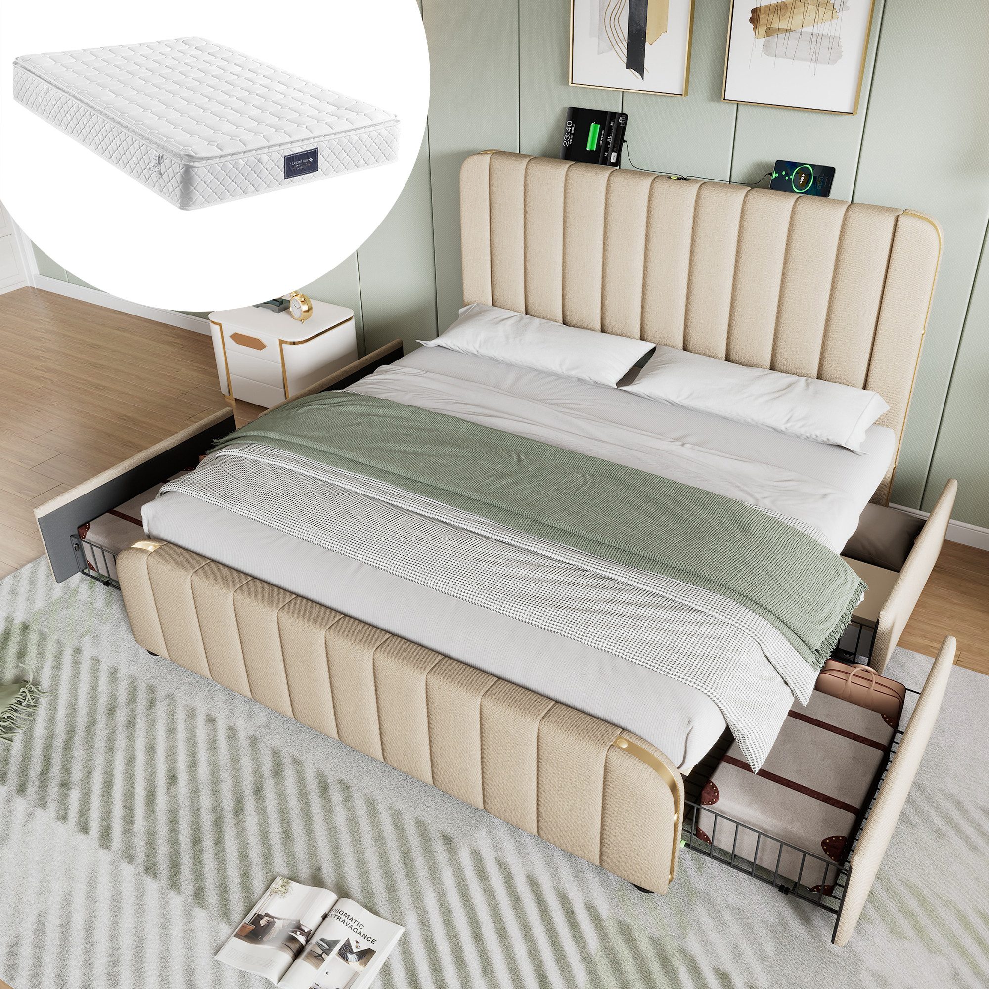 HAUSS SPOLE Polsterbett 140X200 mit 4 günstig online kaufen