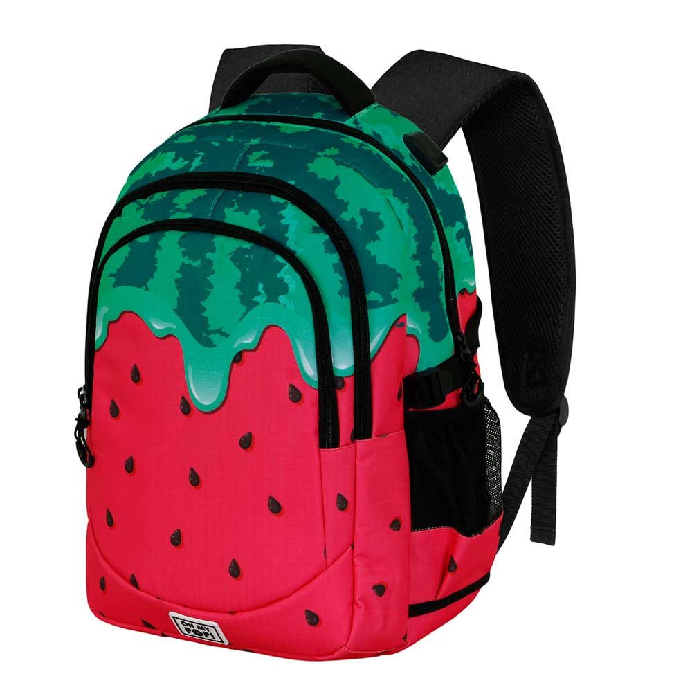 Oh My Pop! Laptoprucksack Melty Melon großer Rucksack Tagesrucksack Alltagsrucksack, USB-Anschluss für elektronische Geräte